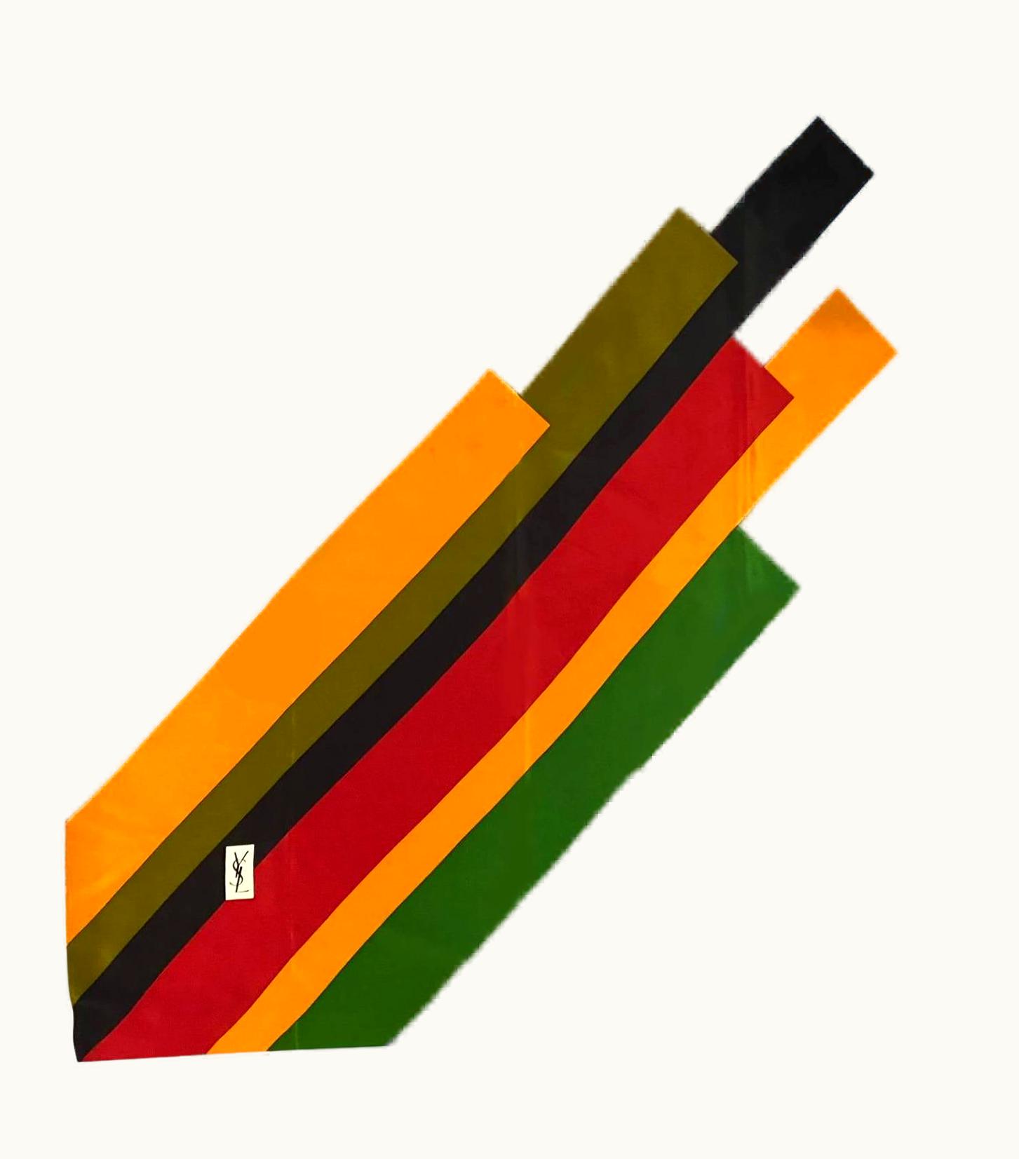 Saint Laurent 1980s Yves Saint Laurent Geometric Abstract Print Silk Scarf