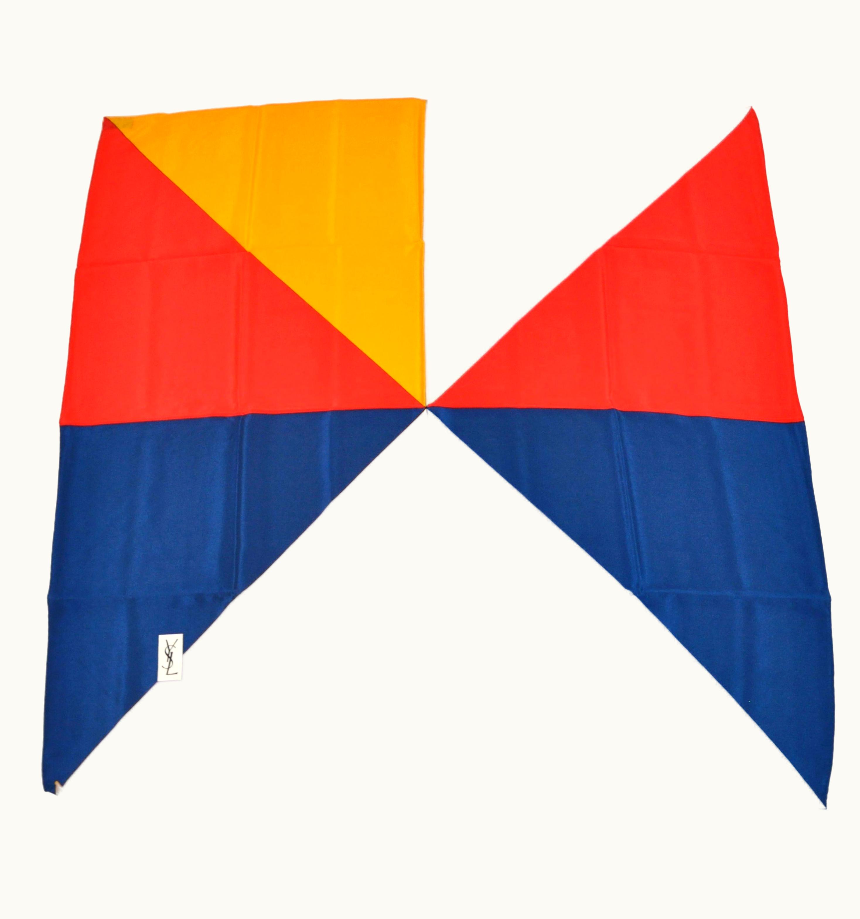 Saint Laurent Yves Saint Laurent Signature Bold Abstract Silk Crepe Di Chine Scarf