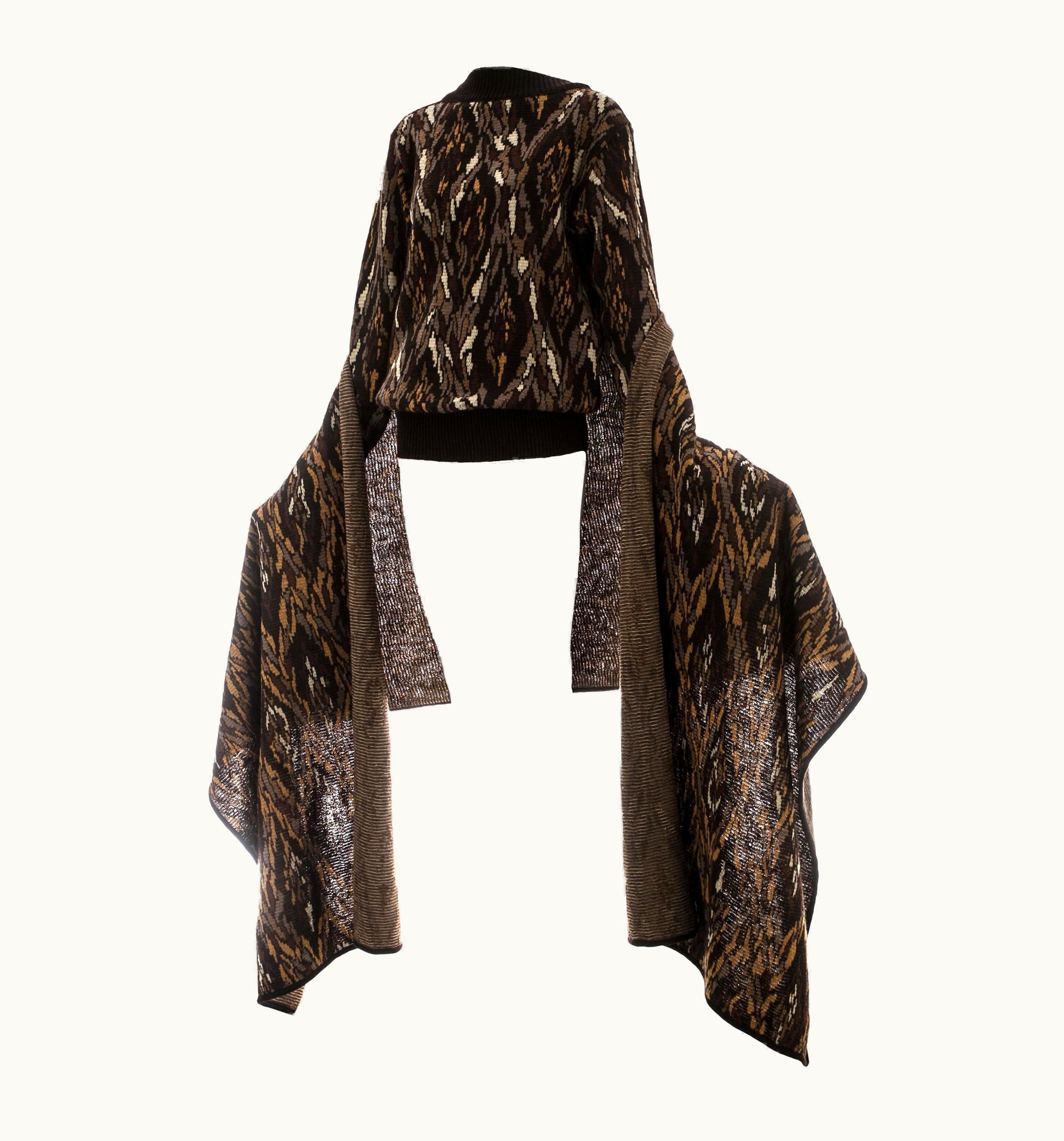 Saint Laurent Yves Saint Laurent Brown Wool Sweater With Matching Large Scarf, C. 1980s