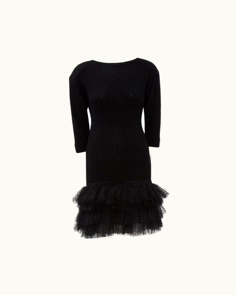 Saint Laurent Yves Saint Laurent Knit & Tulle Mini Dress, Fall-Winter 1988