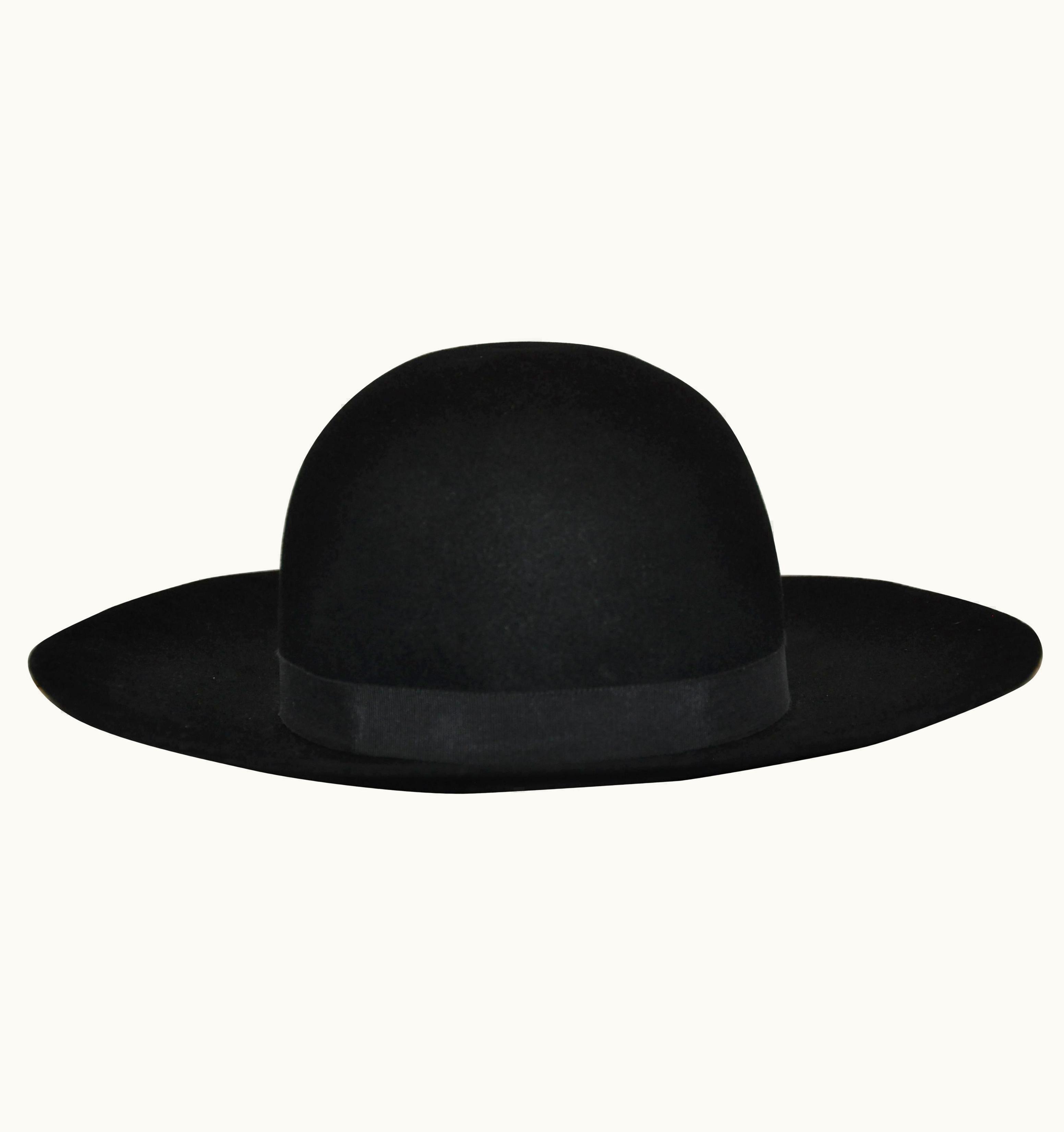 Saint Laurent Yves Saint Laurent Black Wool Felt Wide Brim Hat