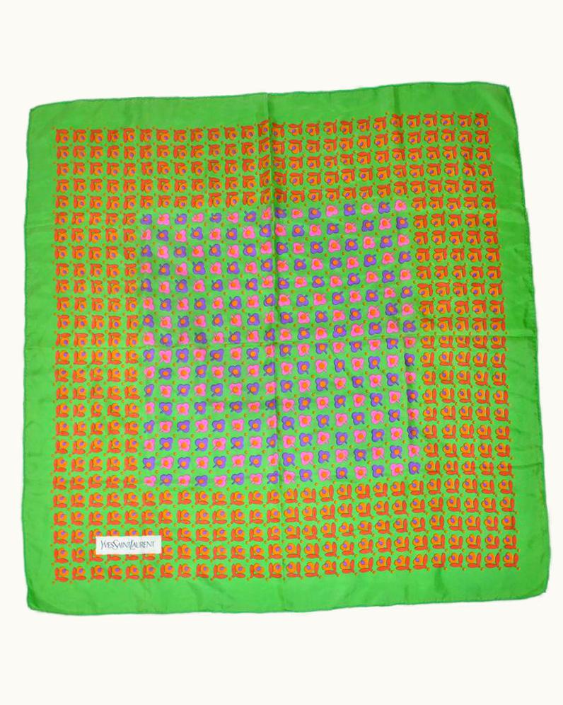 Saint Laurent Yves Saint Laurent Bold Multi-Color Floral Silk Scarf