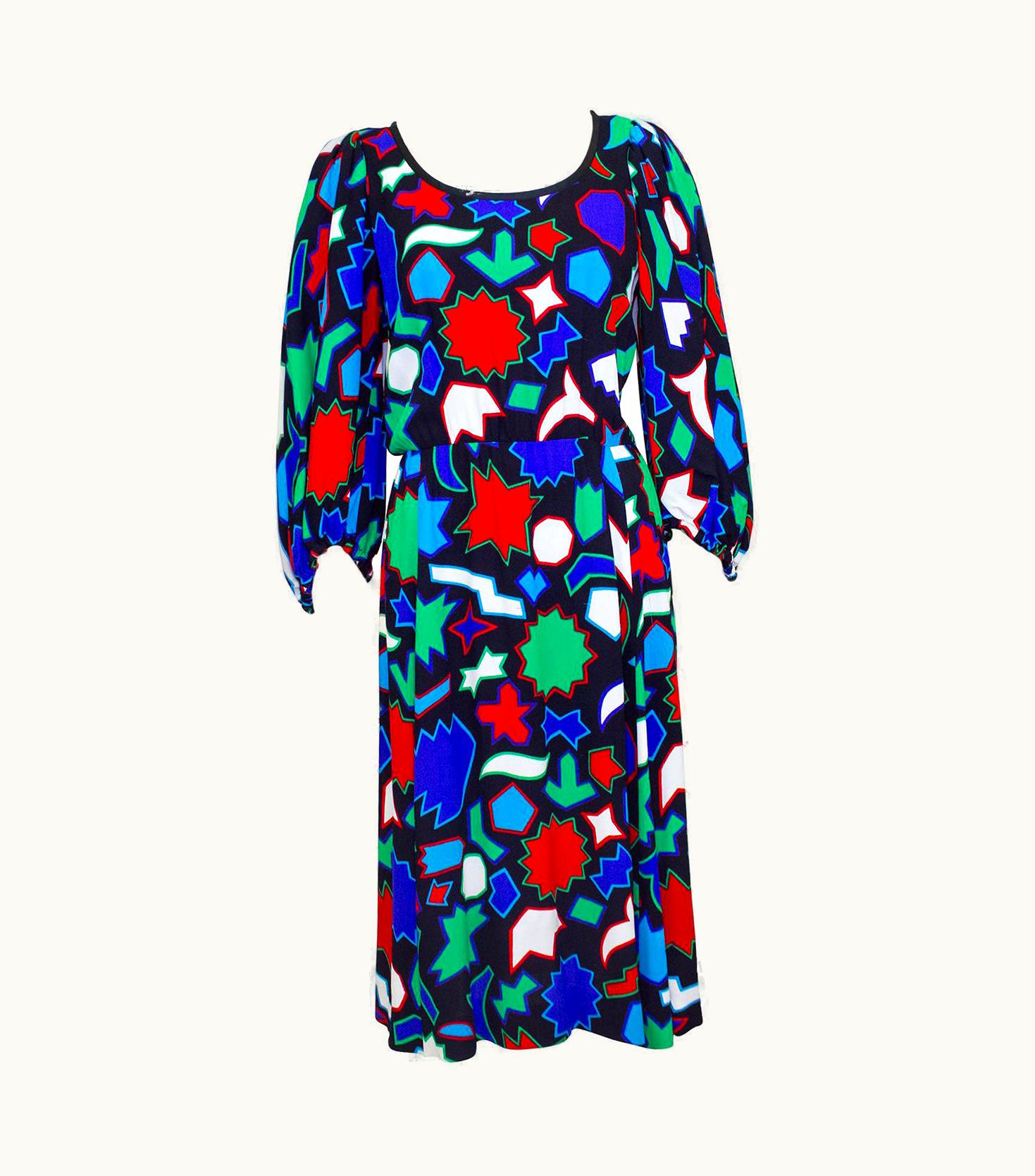 Saint Laurent 1980s Yves Saint Laurent Geometric Print Dress