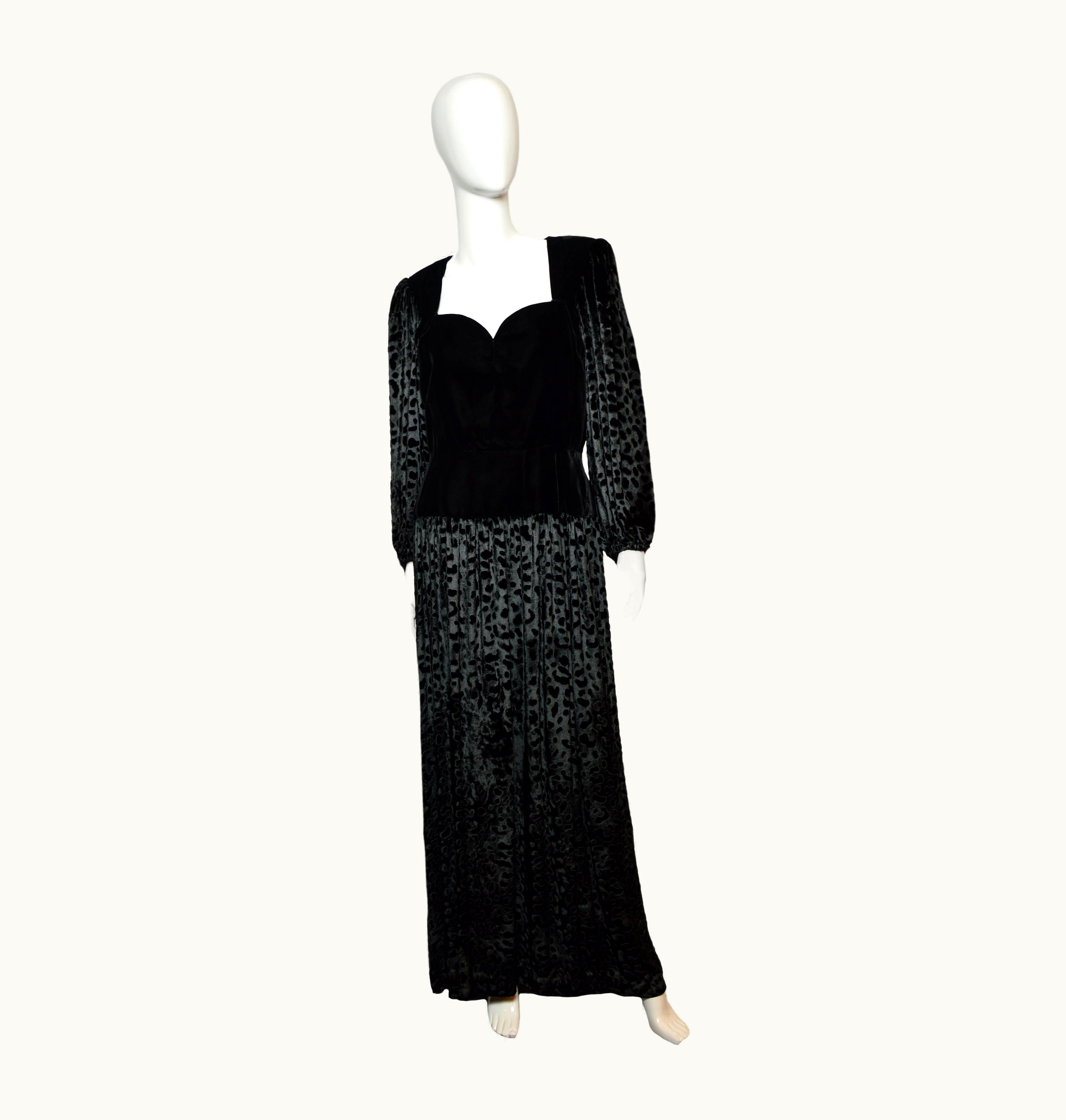 Saint Laurent Vintage Yves Saint Laurent Maxi Demi-couture Velvet Dress, 1980s