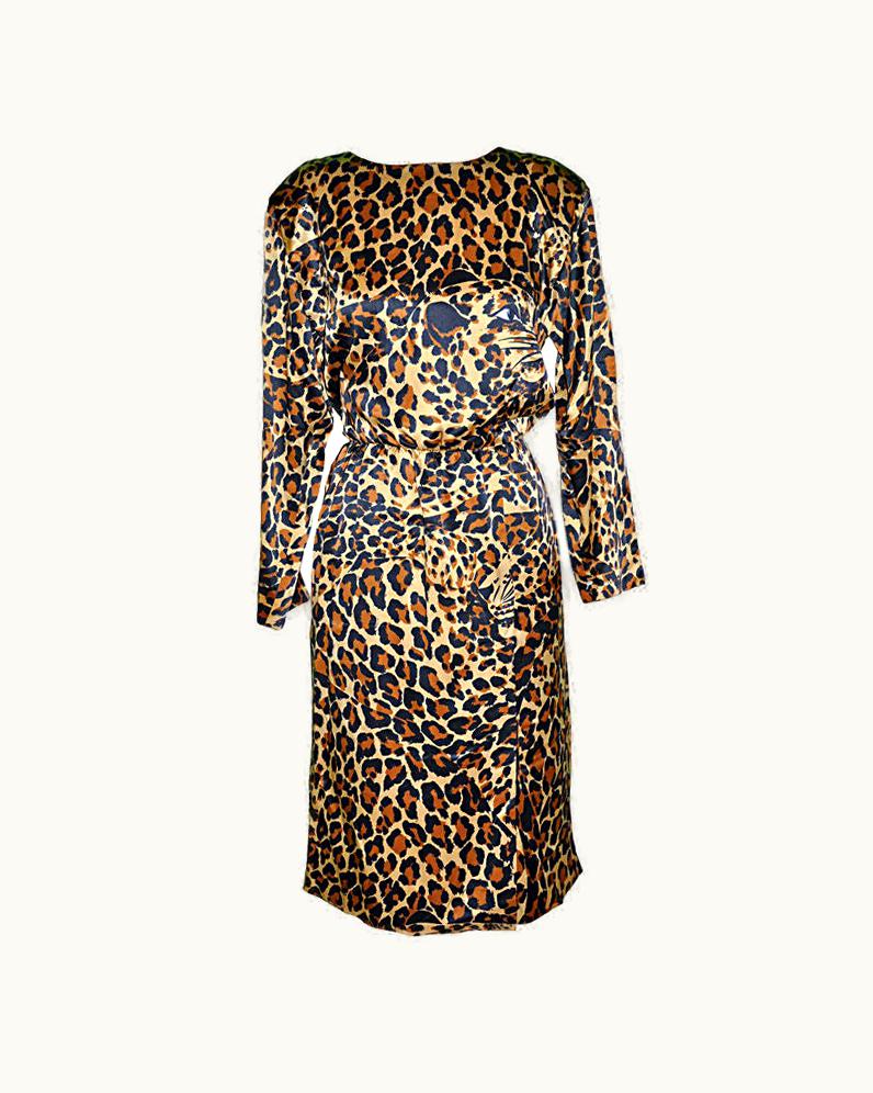 Saint Laurent Yves Saint Laurent Rive Gauche Silk Leopard Print Dress