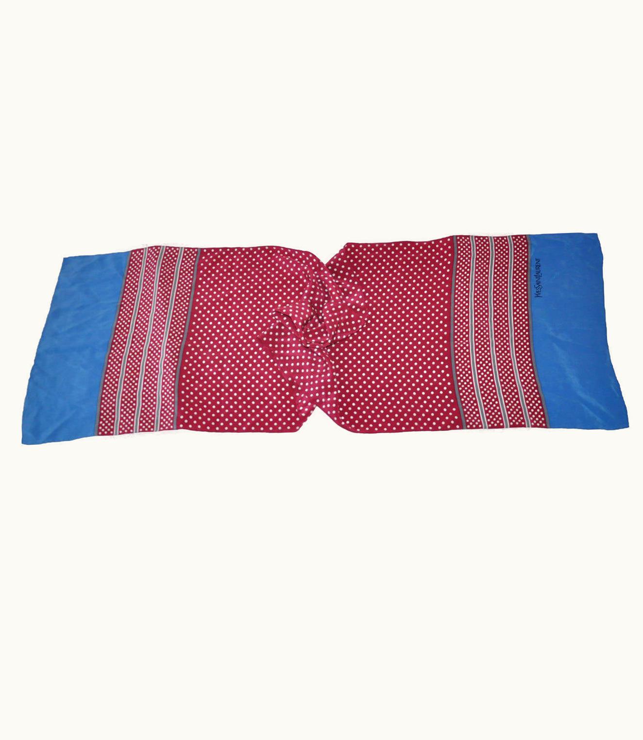 Saint Laurent Yves Saint Laurent Multi-Color Polka Dot Silk Scarf