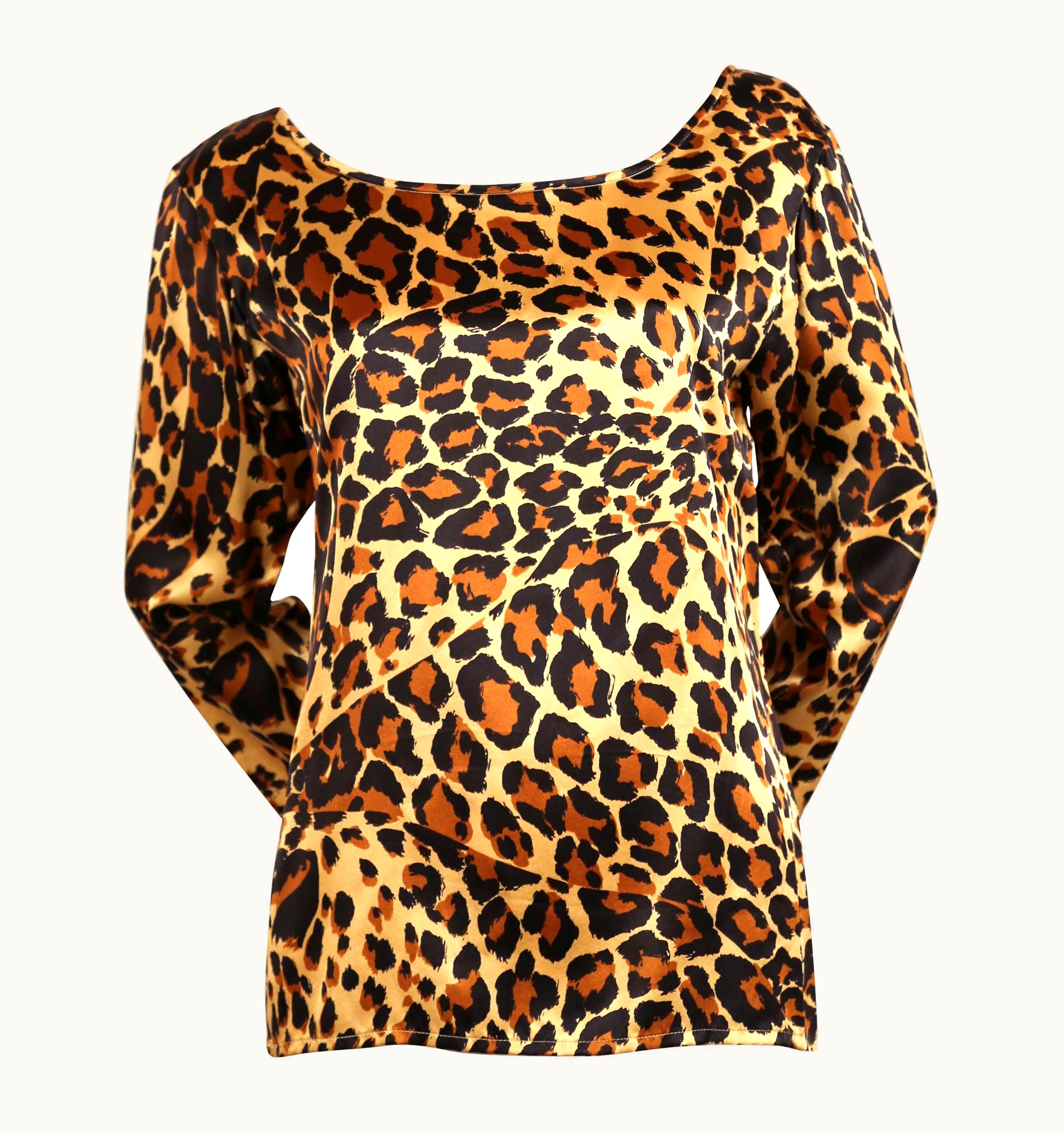 Saint Laurent 1986 Yves Saint Laurent Silk Leopard Printed Runway Top