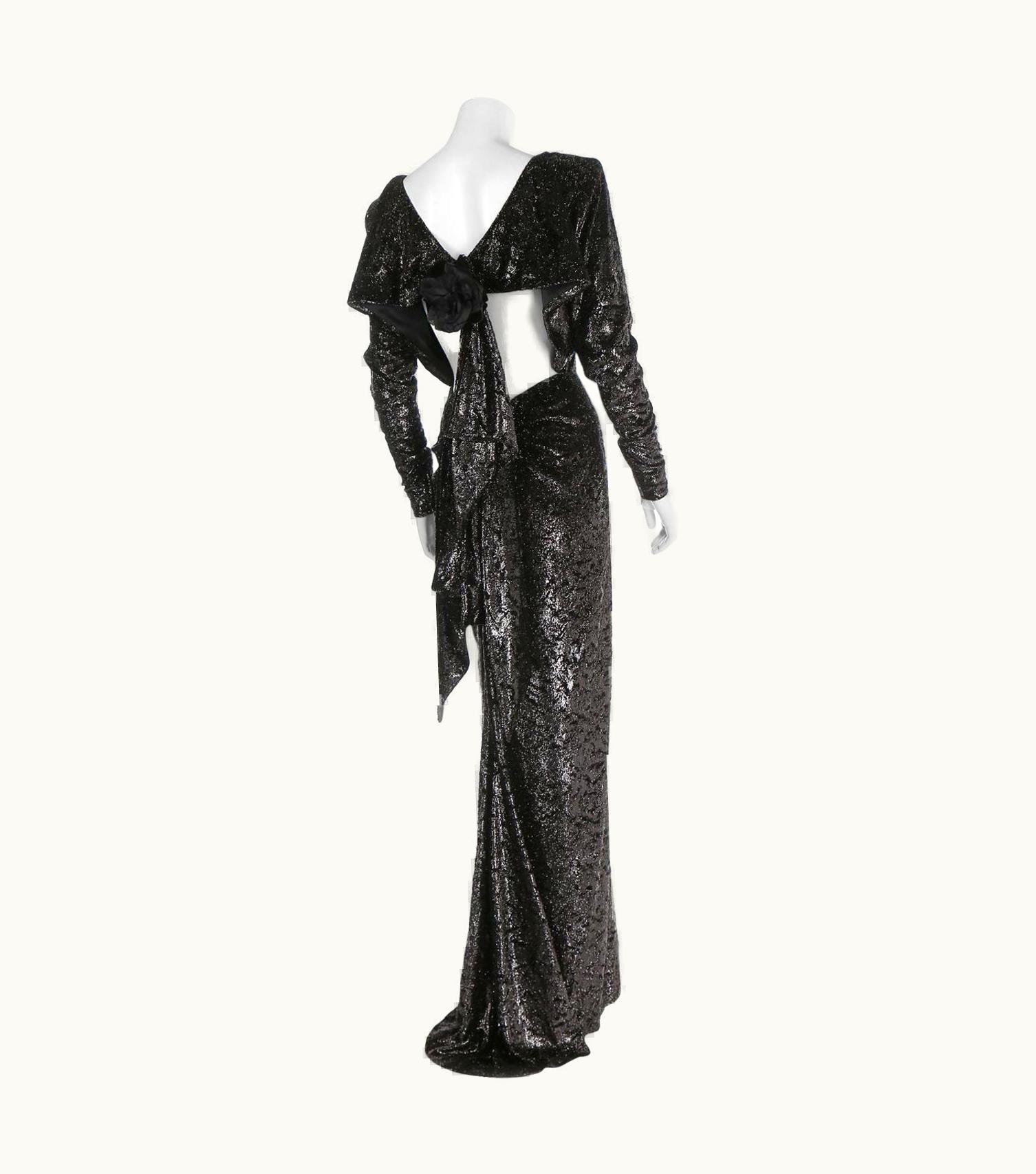 Saint Laurent Rare 2 In 1 Yves Saint Laurent Couture Crushed Velvet Numbered Dress C 1986