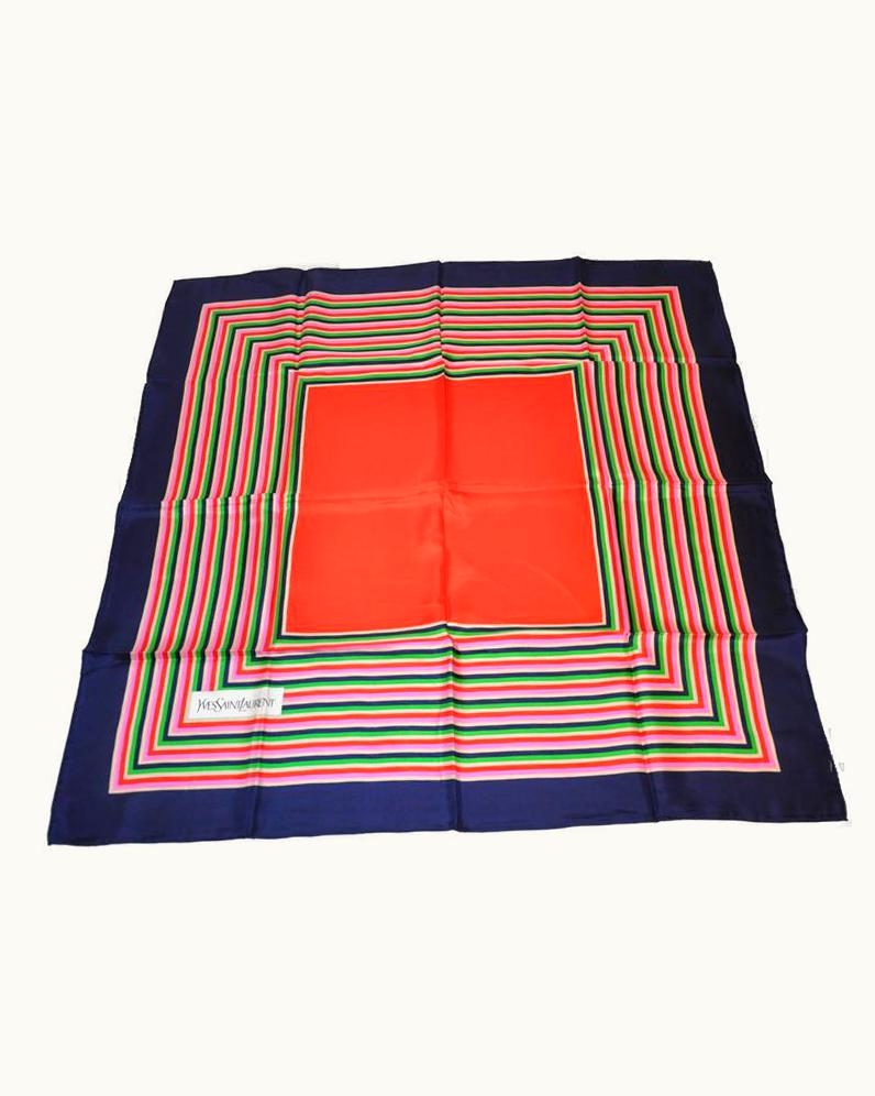 Saint Laurent Yves Saint Laurent Multi-Color Stripe Silk Scarf