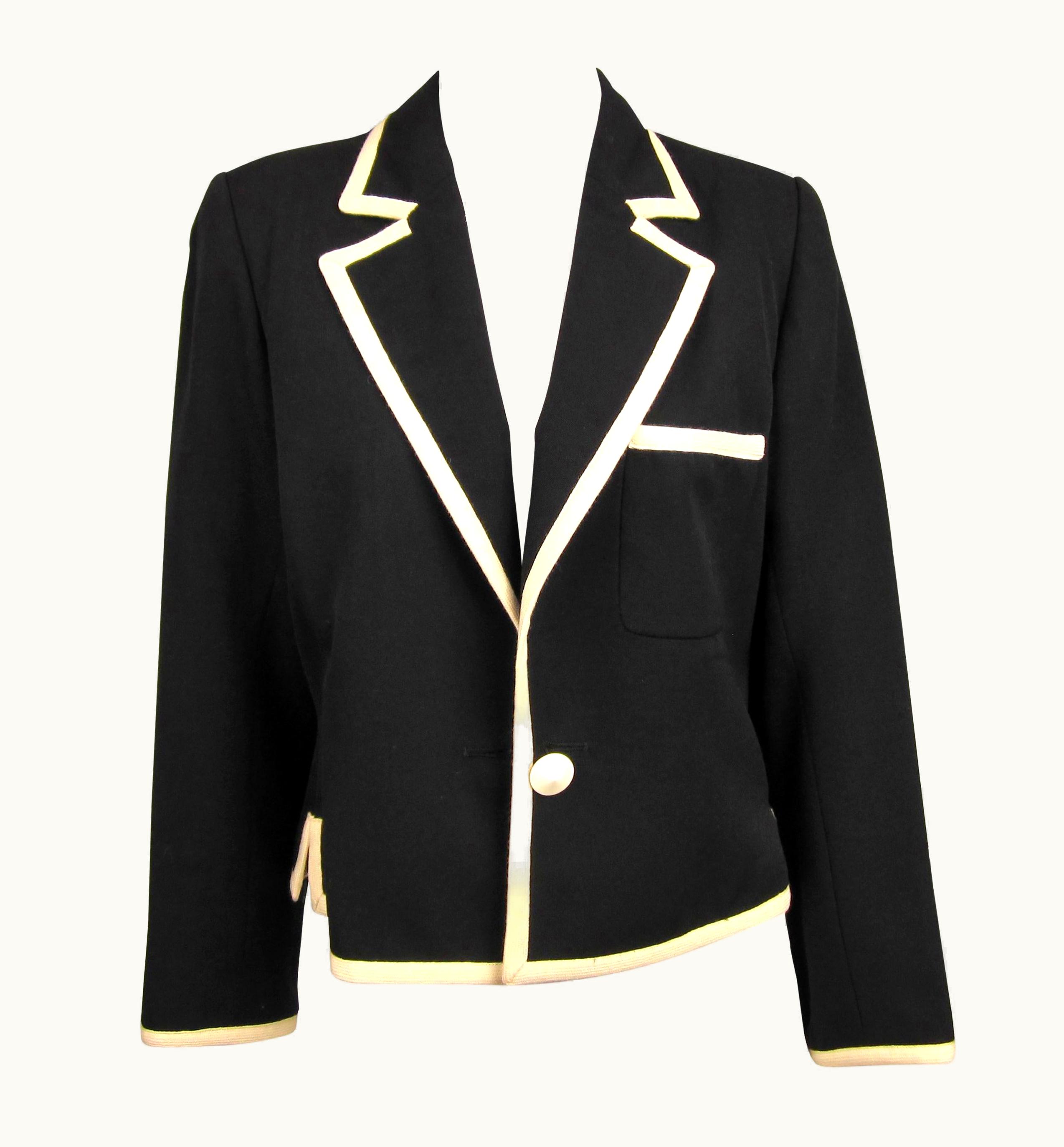 Saint Laurent 1980s Black & White Yves Saint Laurent Rive Gauche Classic Jacket YSL