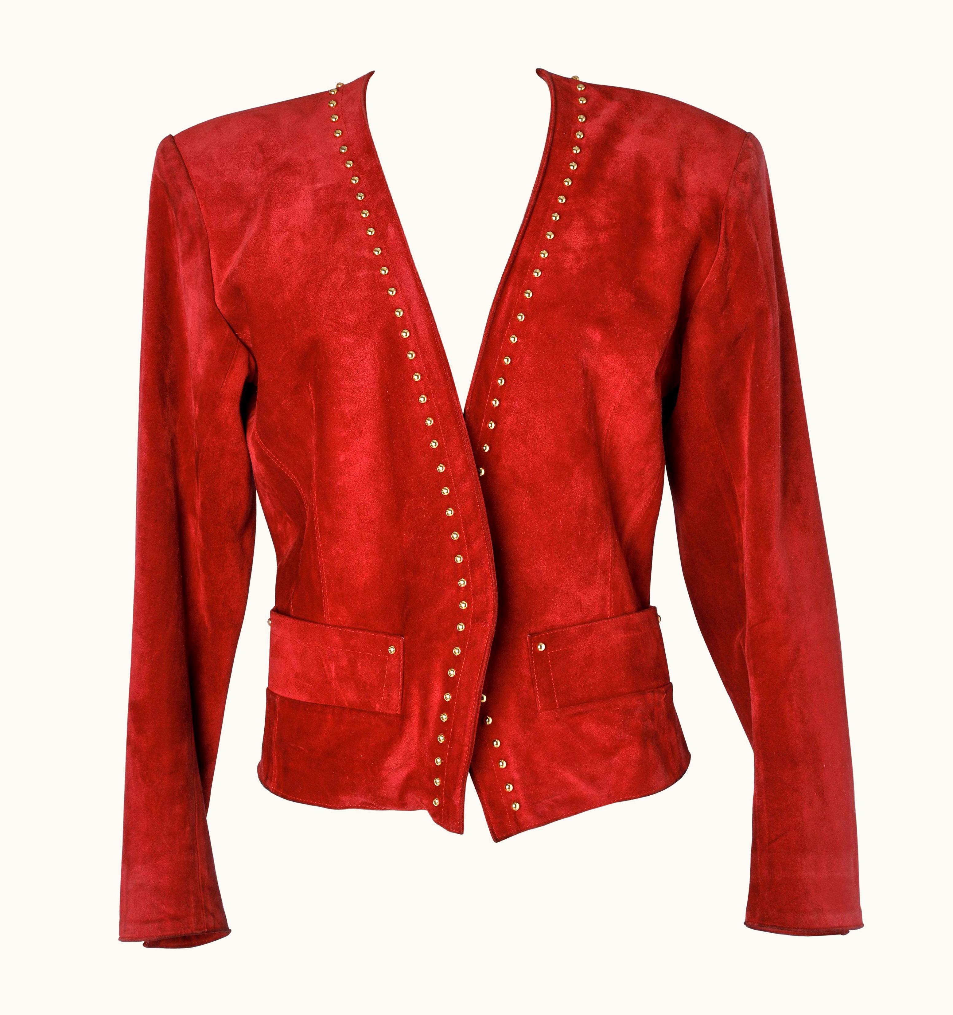 Saint Laurent Yves Saint Laurent Rive Gauche Red Genuine Suede 80' Jacket
