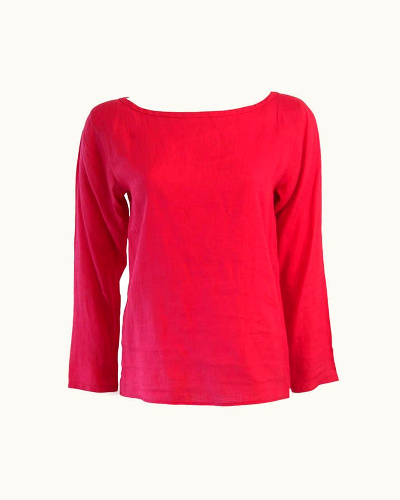 Saint Laurent Yves Saint Laurent Rive Gauche Watermelon Pink Linen Blouse