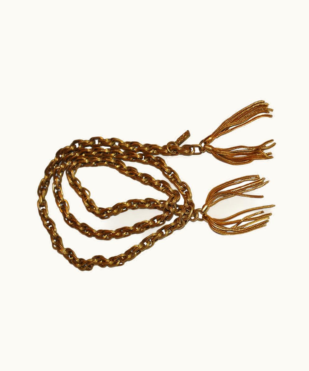 Saint Laurent Yves Saint Laurent Gold Hardware Link Chain Belt With Hardware Fringe