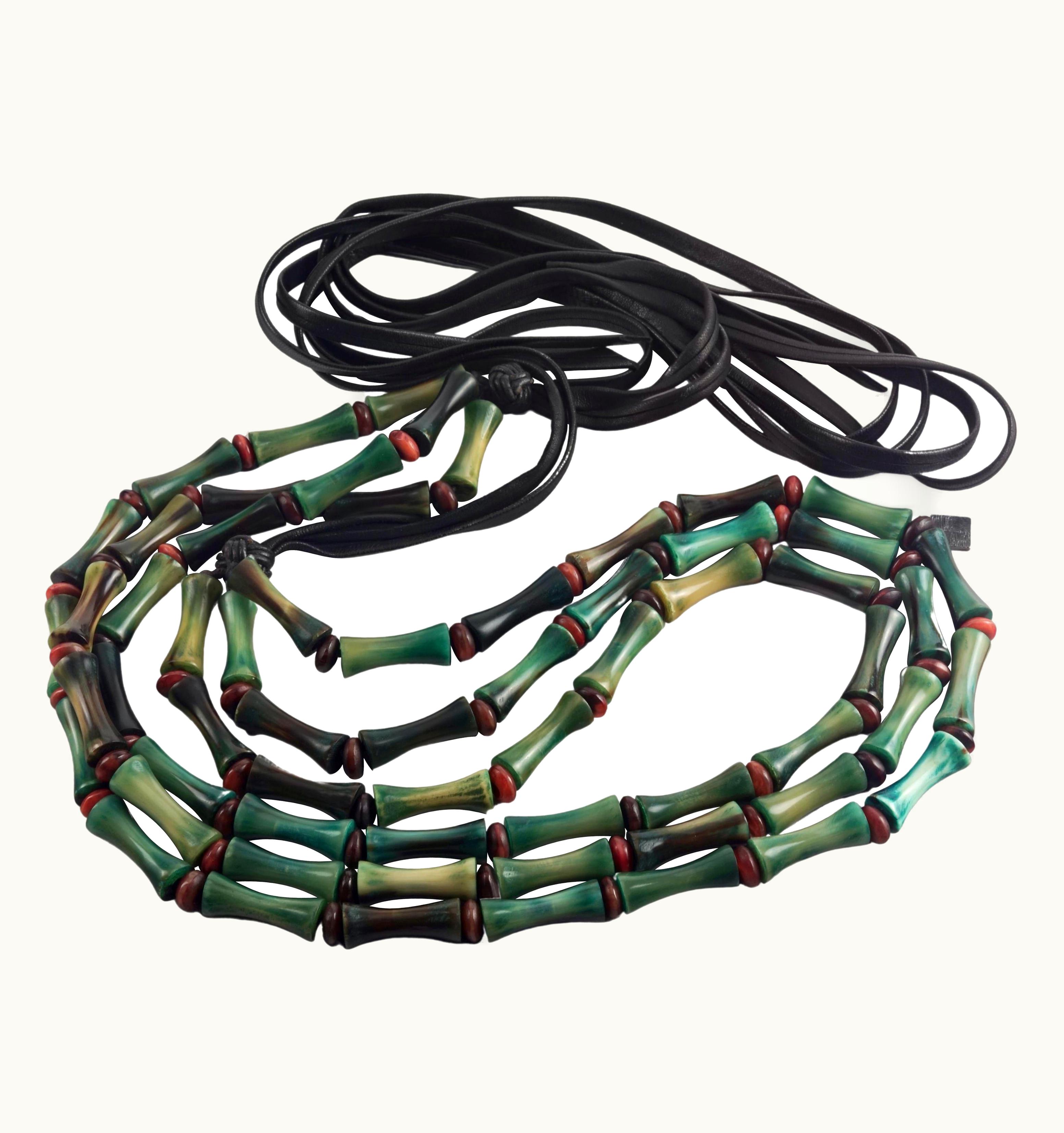Saint Laurent Vintage Yves Saint Laurent YSL Bamboo Resin Multi Strand Belt