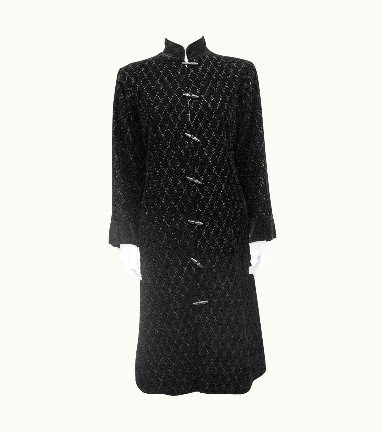 Saint Laurent 1980s Yves Saint Laurent/YSL Black Quilted Velvet Coat