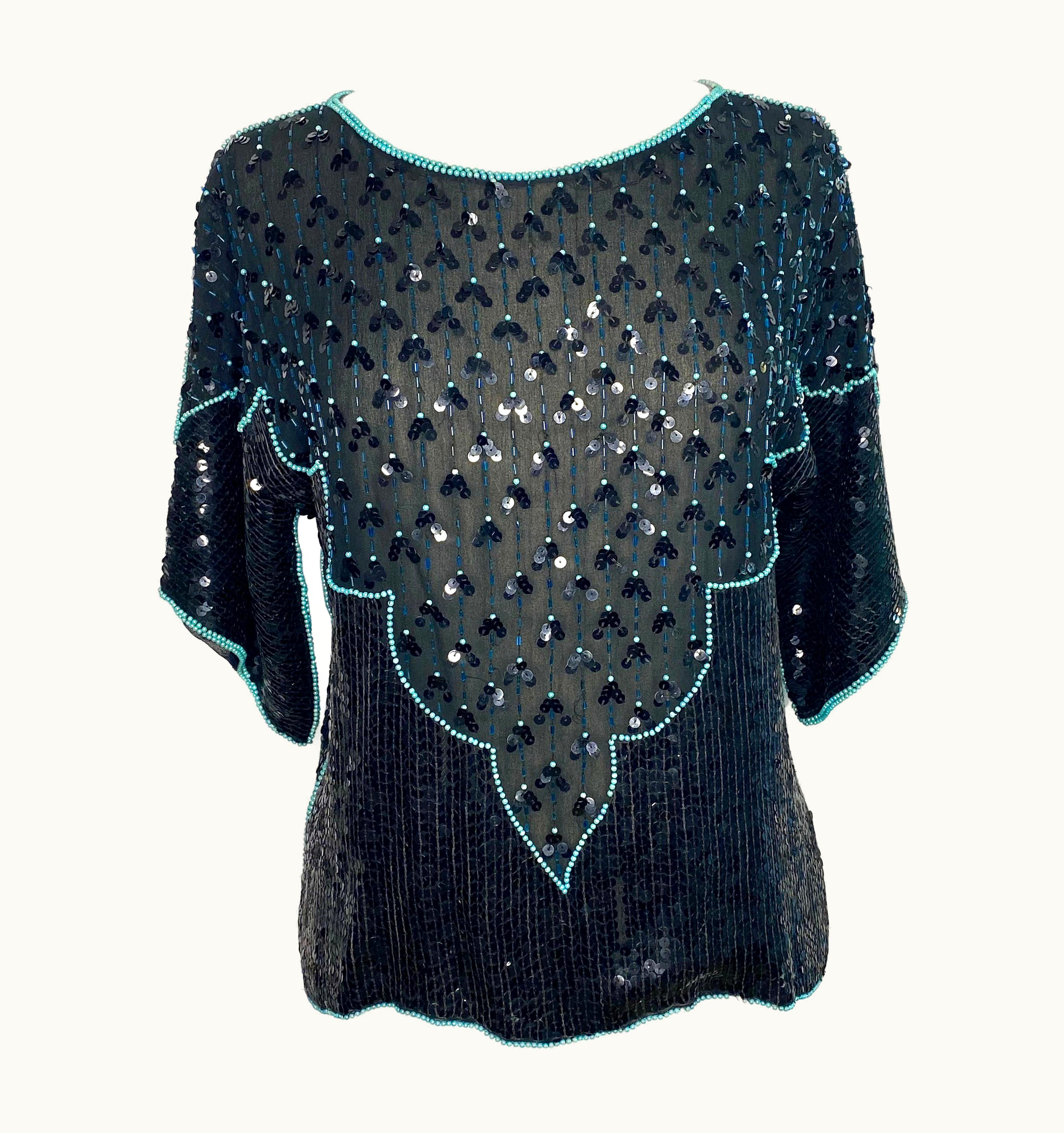 Saint Laurent Yves Saint Laurent Rive Gauche Sequined Blouse (circa 80)