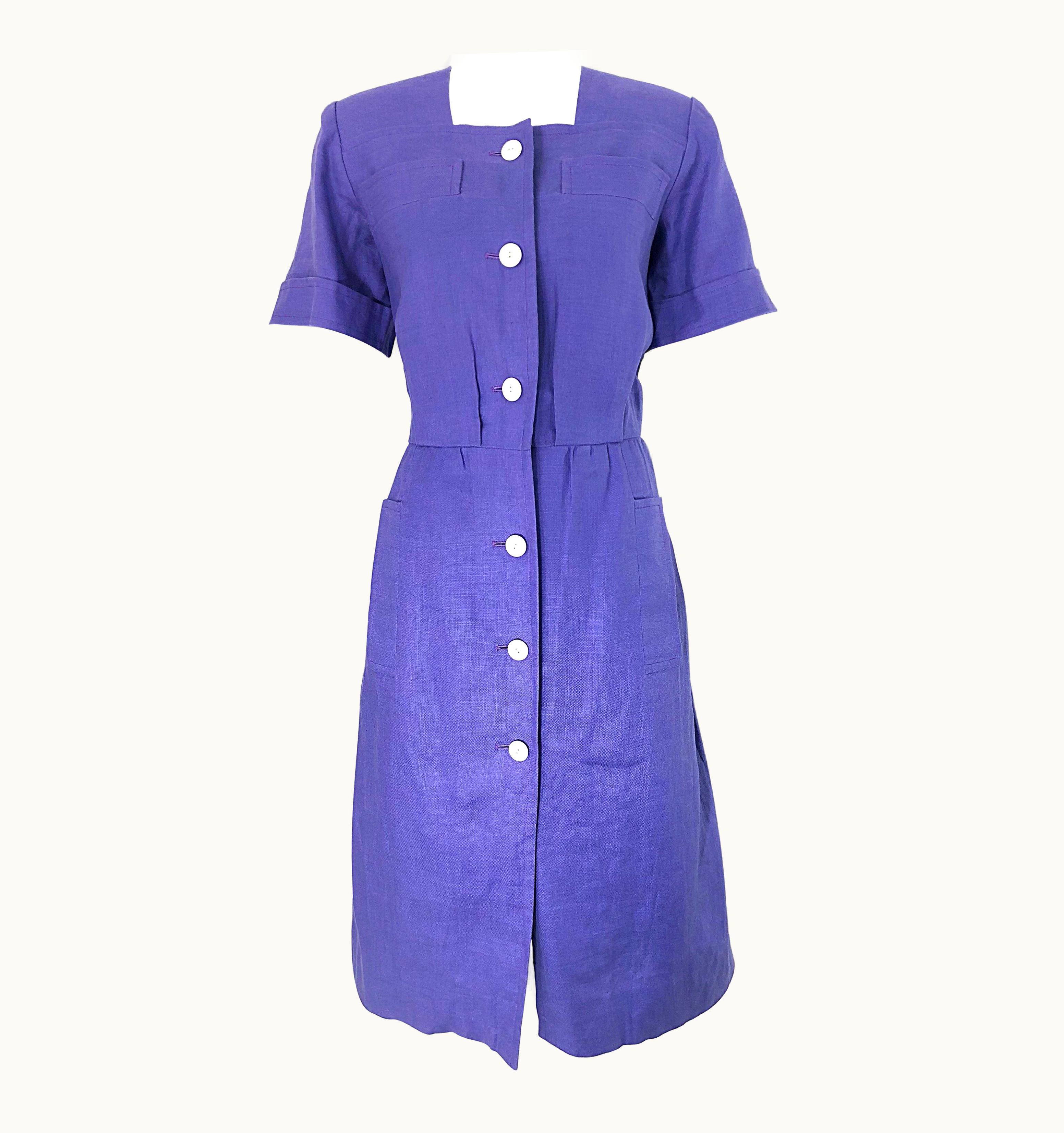 Saint Laurent Vintage Yves Saint Laurent S/S 12 Lavender Lilac Purple Linen Dress YSL
