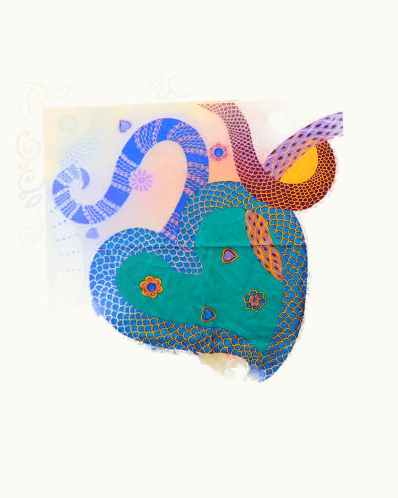 Saint Laurent Yves Saint Laurent Bold Multi-Color Abstract Silk Crepe De Chine Scarf