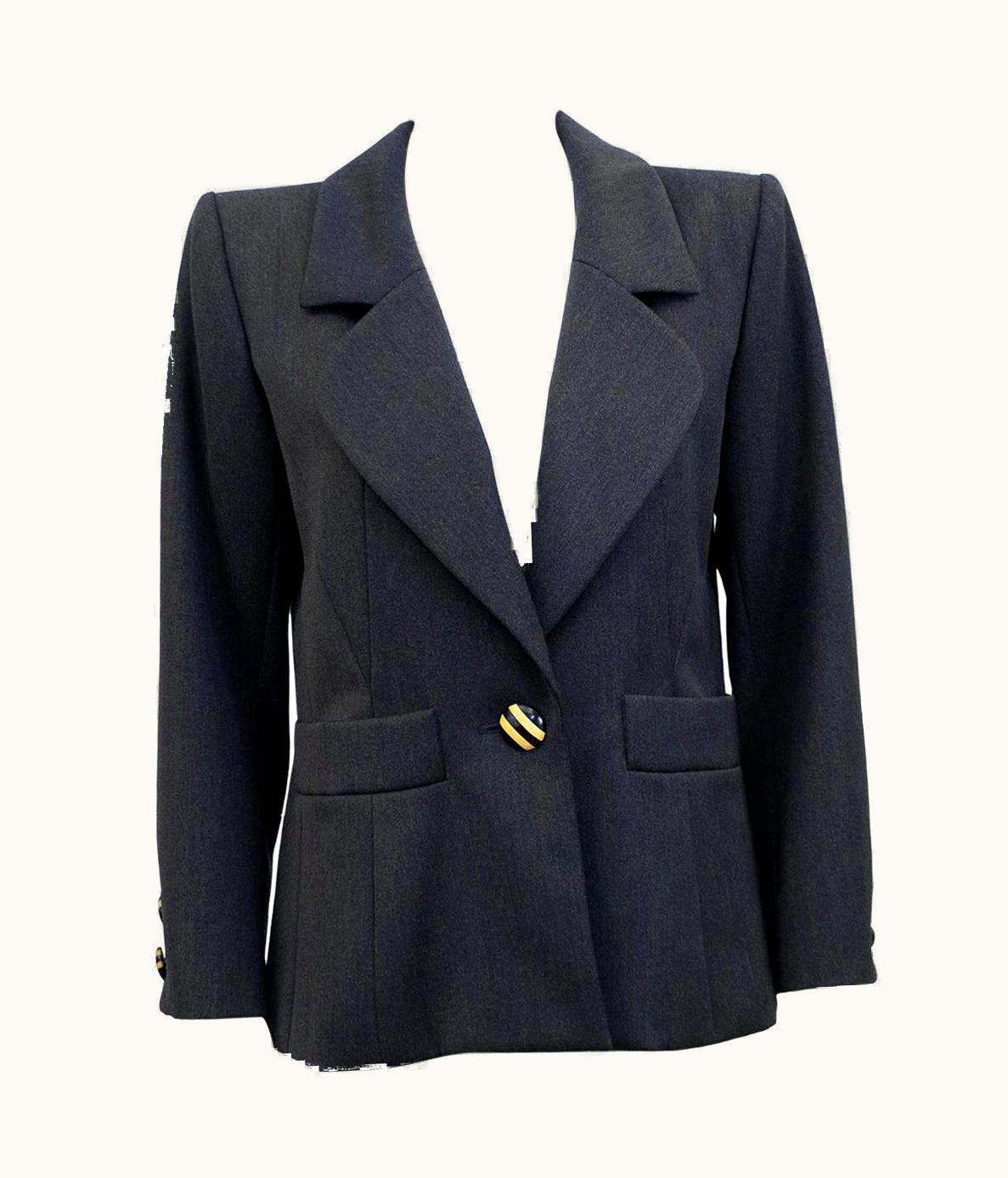 Saint Laurent 1980s Yves Saint Laurent Rive Gauche Dark Grey Blazer