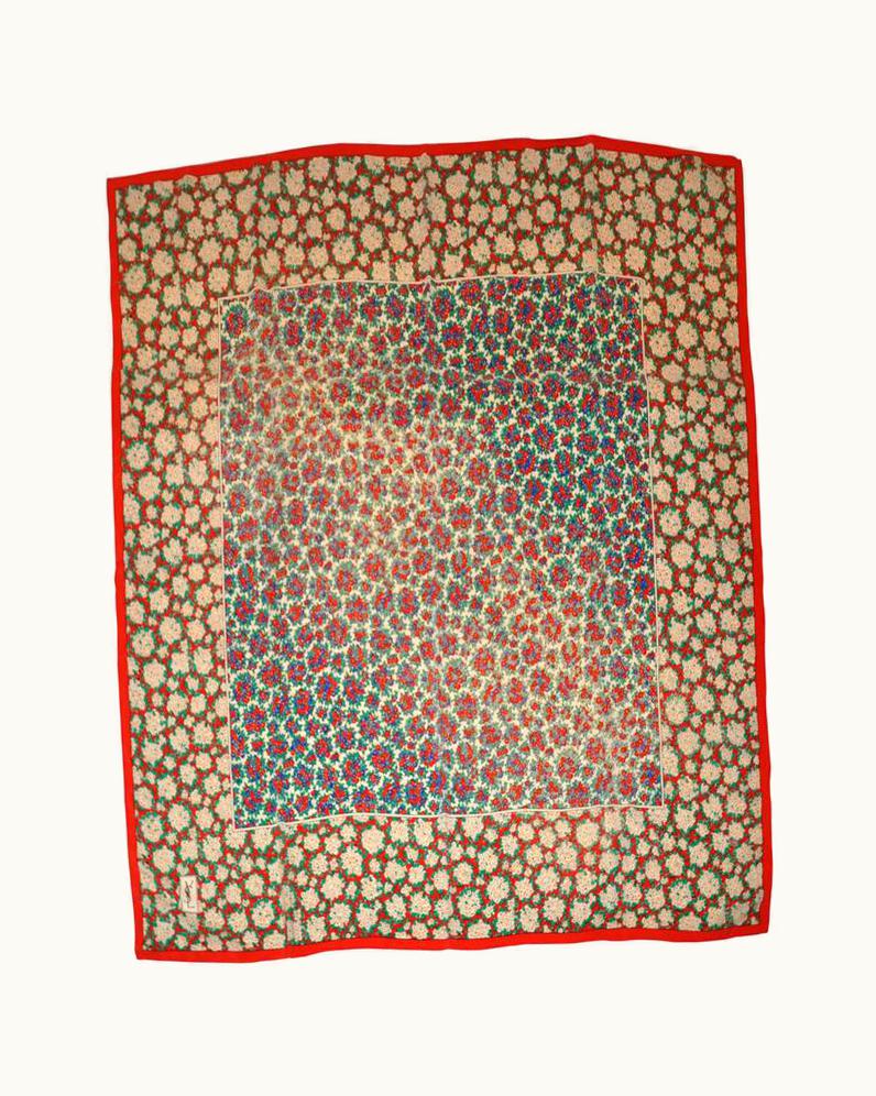 Saint Laurent Yves Saint Laurent Huge Multi-Color Floral Silk Crepe Di Chine Scarf