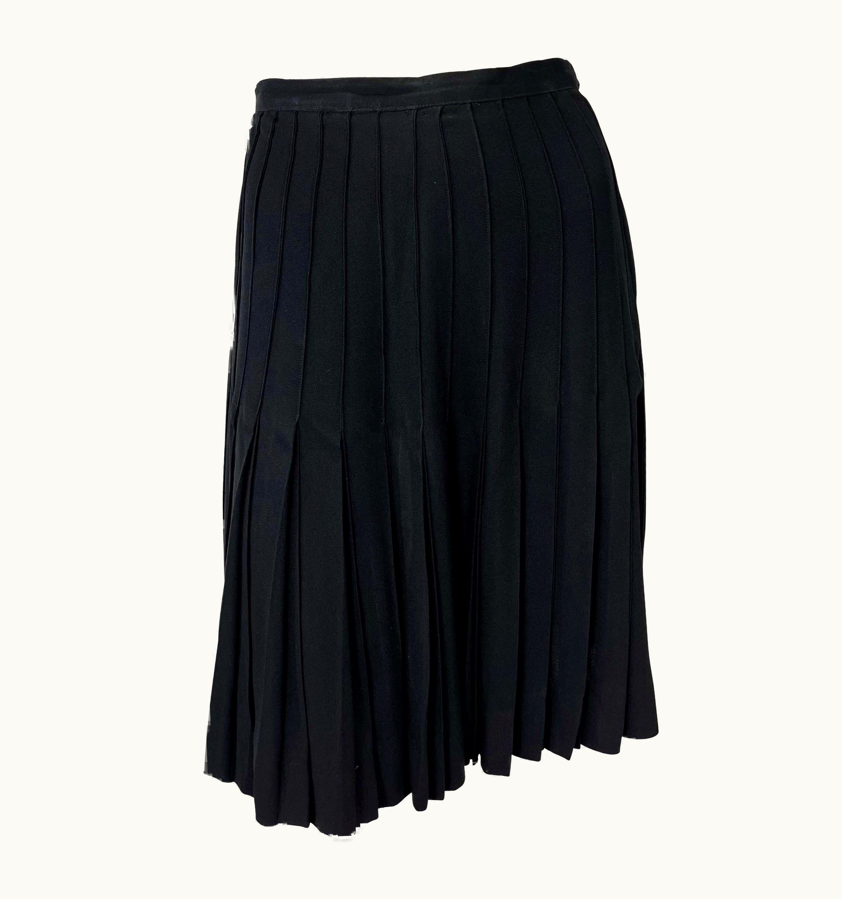 Saint Laurent 1980s Saint Laurent Rive Gauche Accordion Pleated Black Flare Skirt