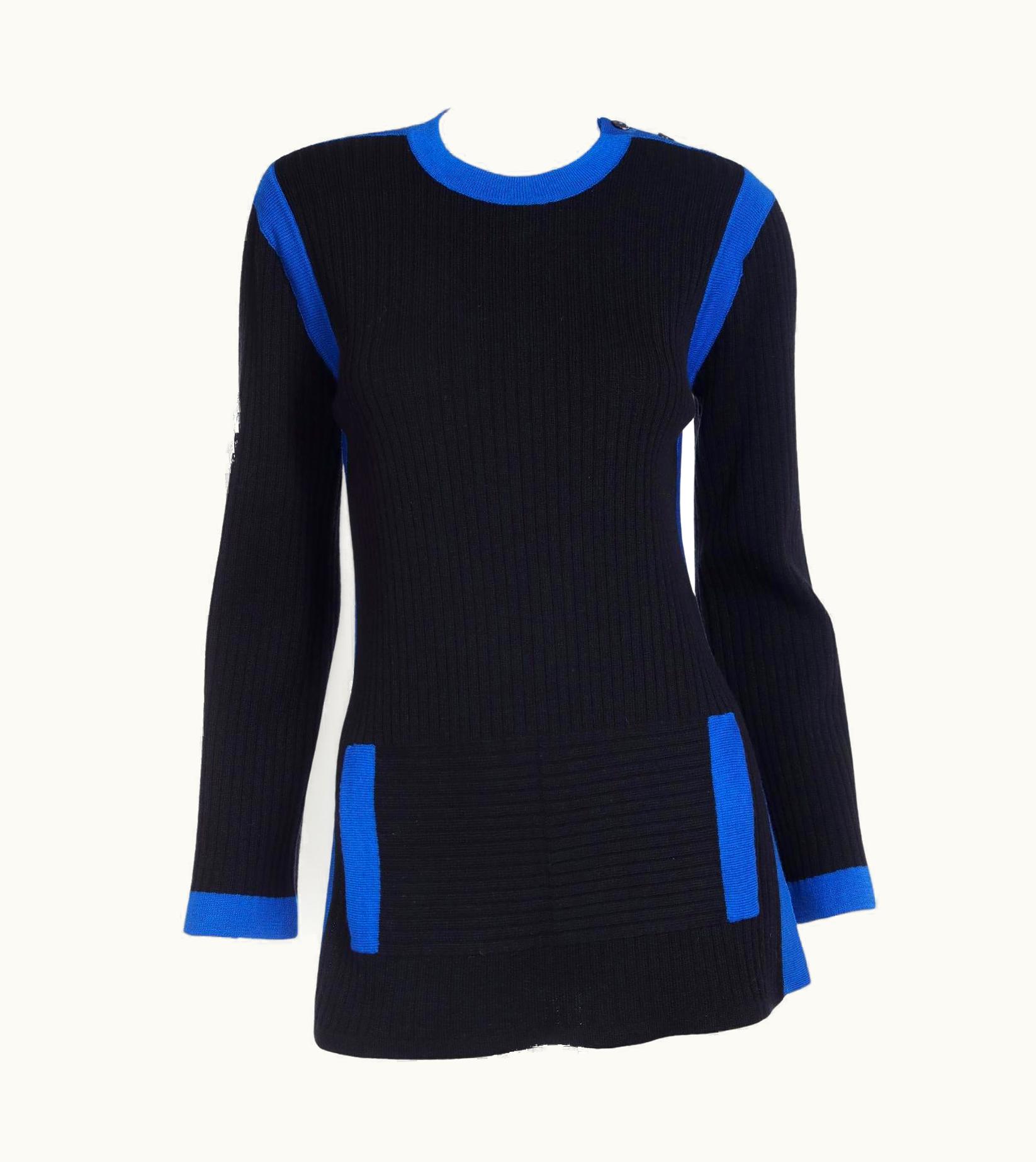 Saint Laurent Yves Saint Laurent Vintage Black And Blue Knit Pullover Sweater
