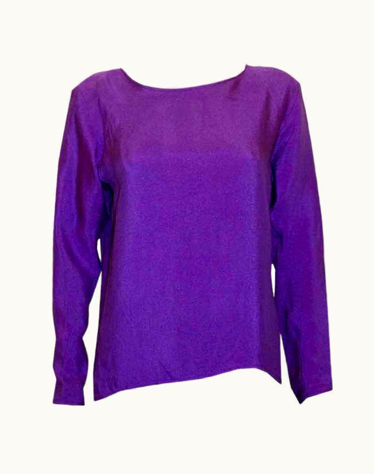 Saint Laurent Vintage Yves Saint Laurent Rive Gauche Purple Silk Top