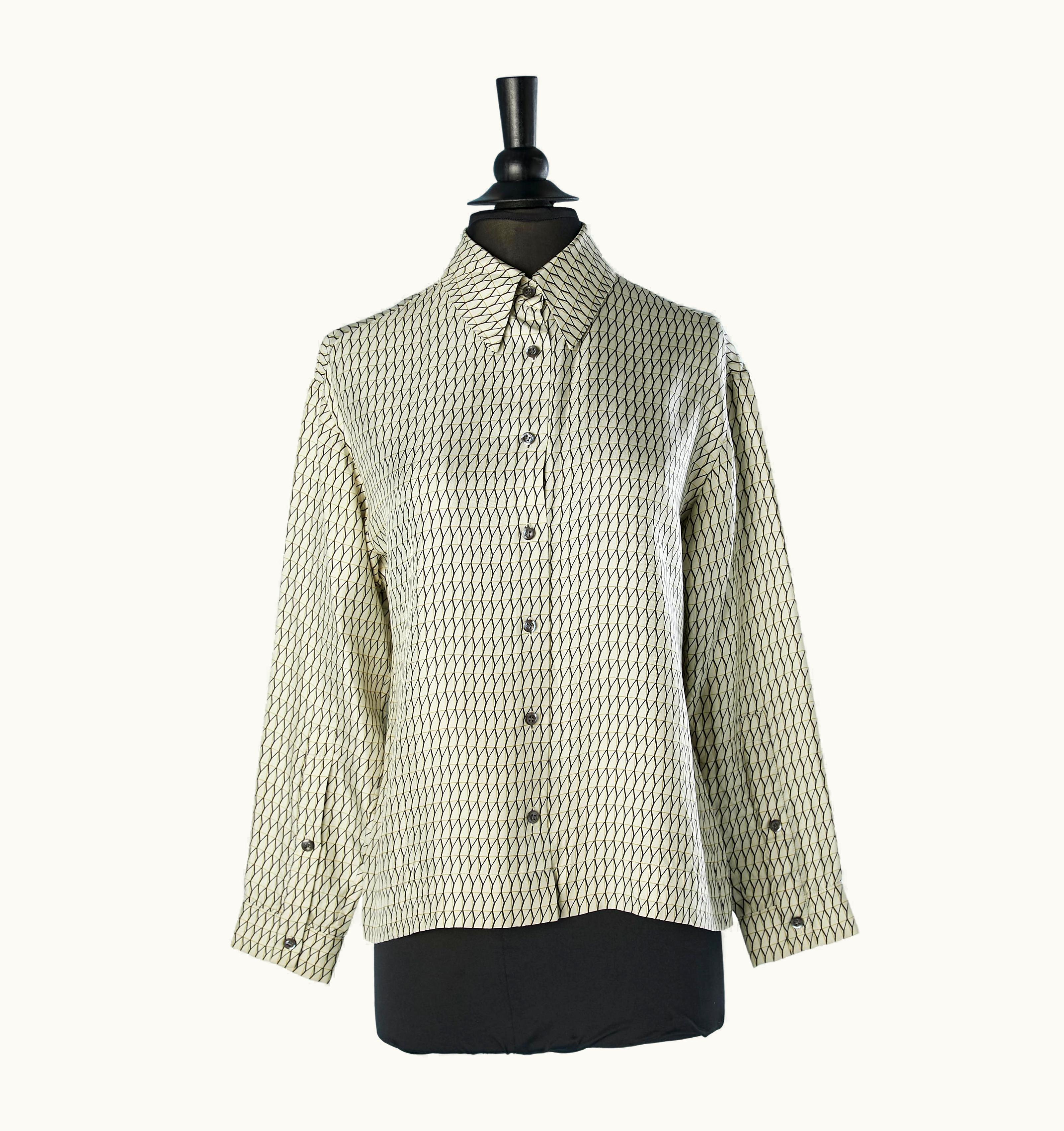 Saint Laurent Silk Shirt With Graphic Printed Pattern Yves Saint Laurent Rive Gauche