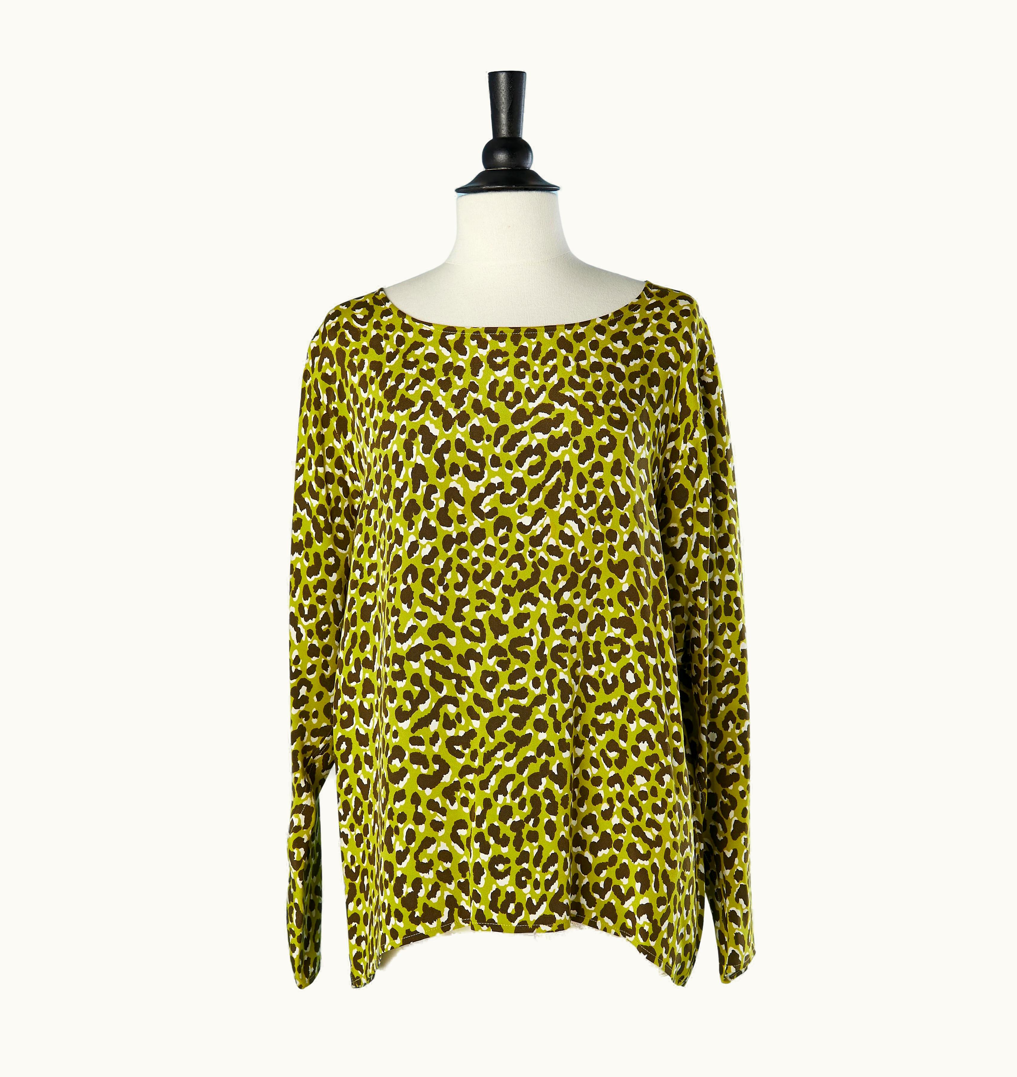 Saint Laurent Silk Leopard Printed Blouse Yves Saint Laurent Rive Gauche