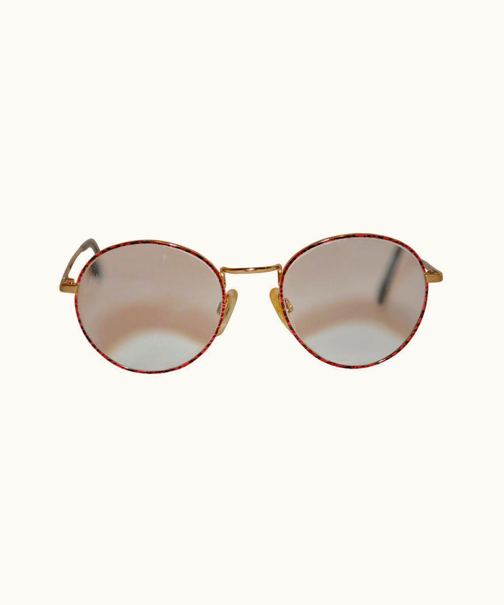 Saint Laurent Yves Saint Laurent Multi-Red & Black Front Gold Hardware Frame Glasses