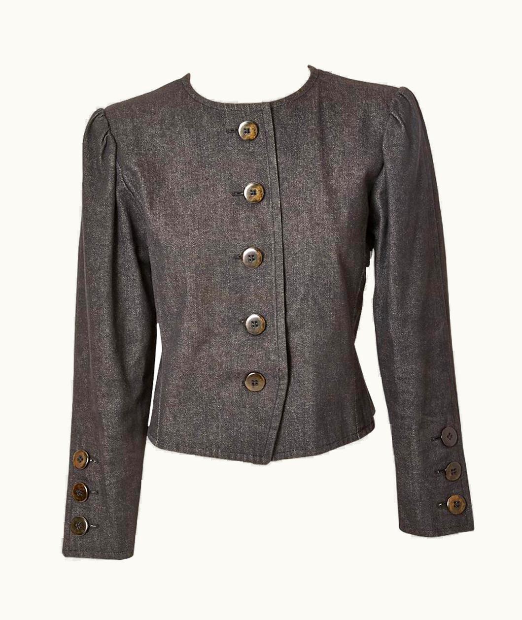 Saint Laurent Yves Saint Laurent Rive Gauche Cropped Denim Jacket