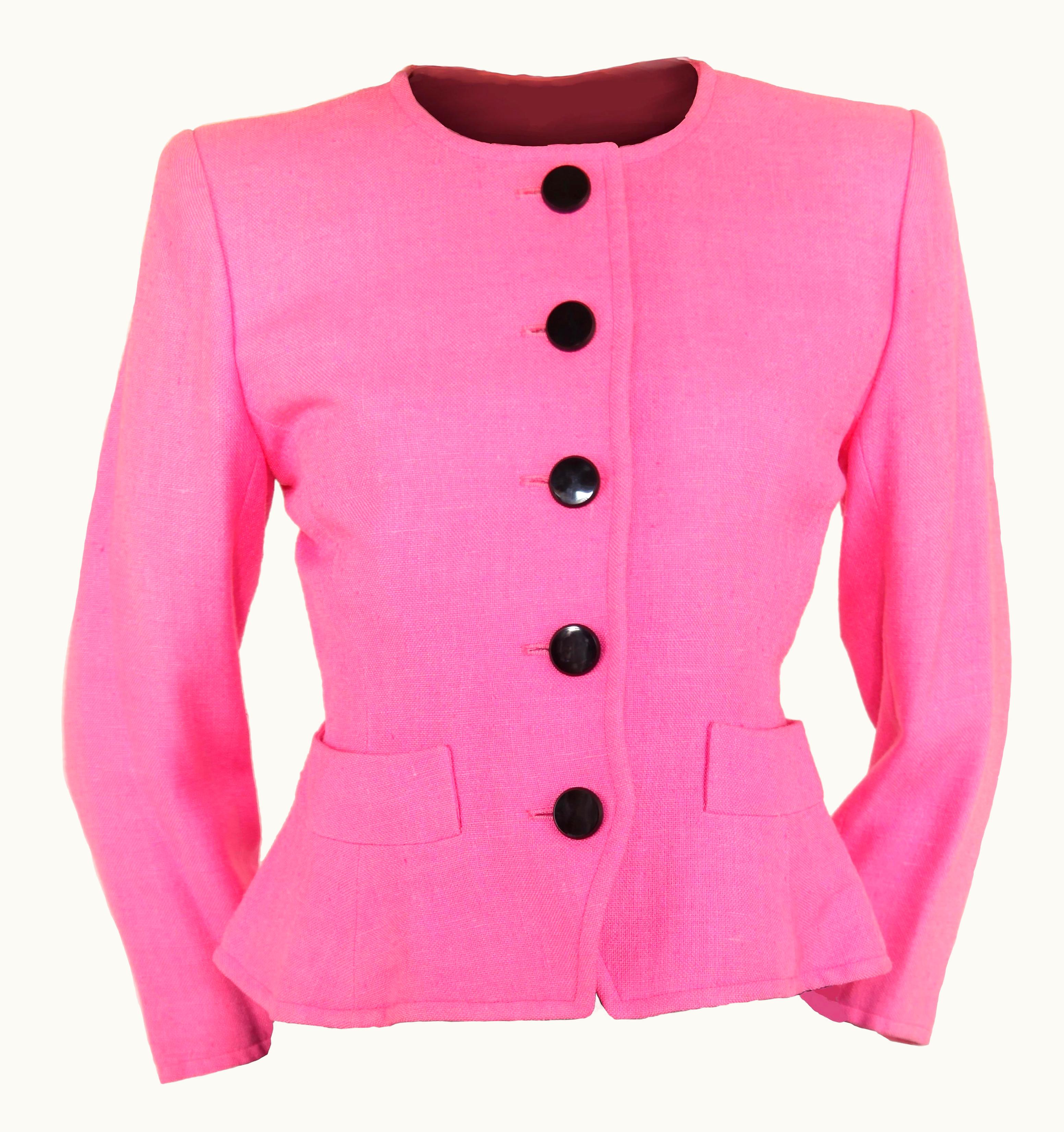 Saint Laurent Rare Yves Saint Laurent Bubblegum Pink Sculptured Linen Jacket, Circa 1980s