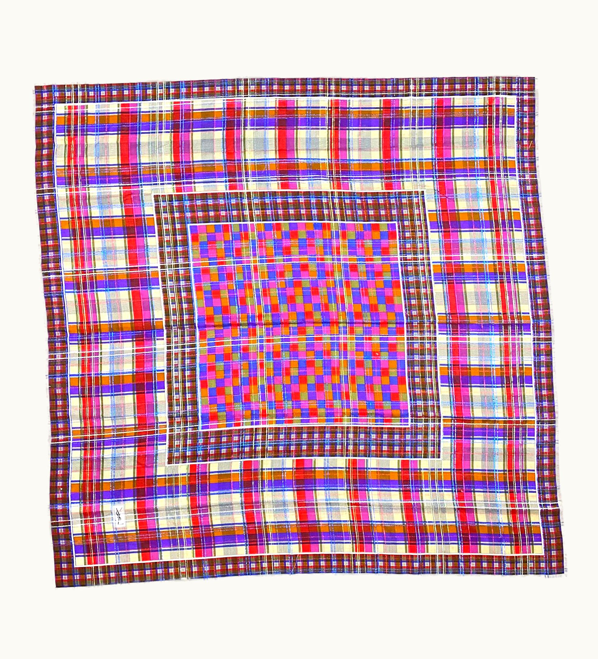 Saint Laurent Yves Saint Laurent Vintage Wool Challis & Silk Checkered Plaid Pattern Scarf