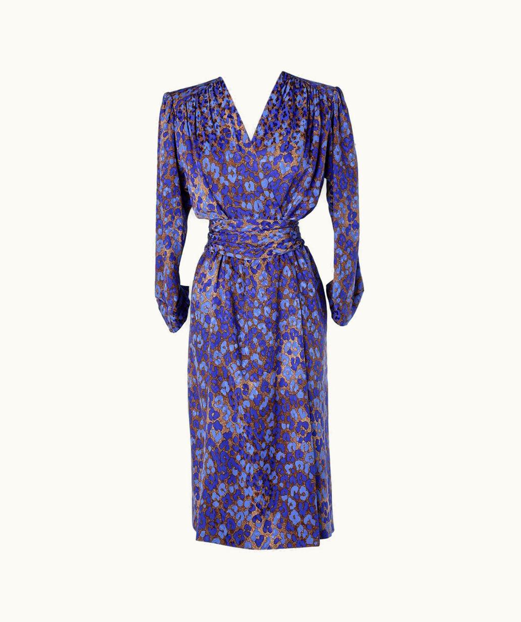 Saint Laurent Wrap Cocktail Dress In Leopard Print On Jacquard Silk Saint Laurent Rive Gauche