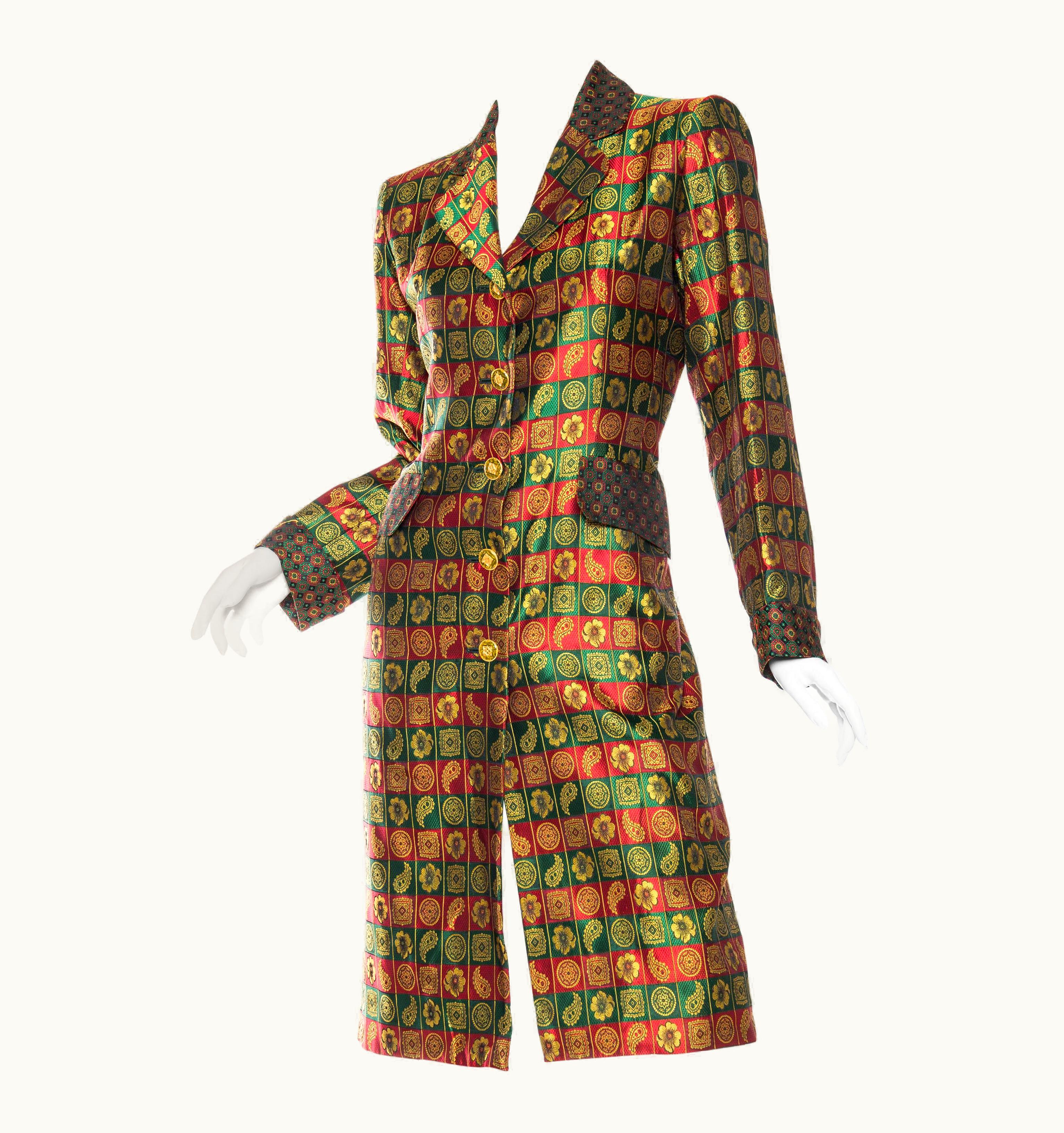 Saint Laurent 1980s Yves Saint Laurent Indian Silk Brocade Coat