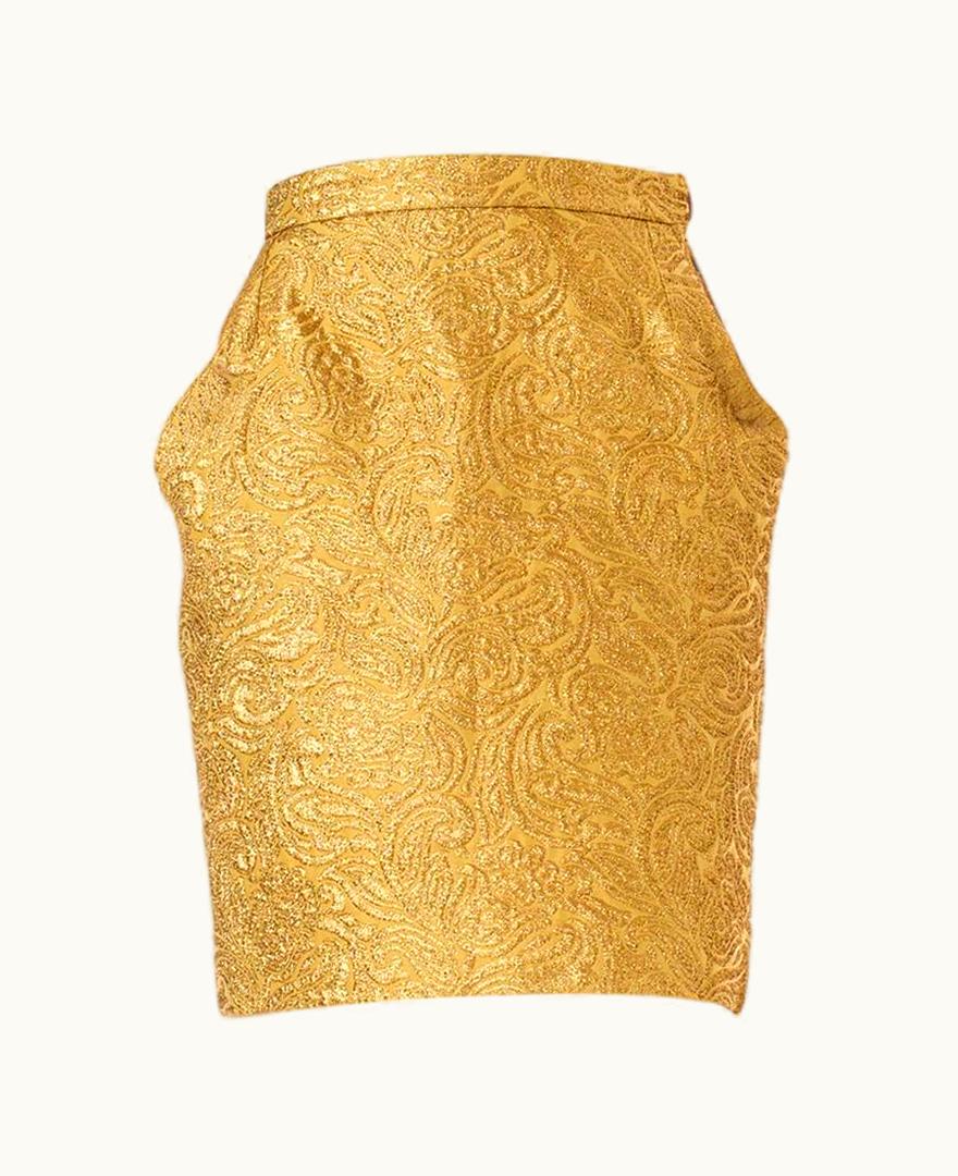 Saint Laurent 1980s Yves Saint Laurent Gold Lamé Pencil Skirt