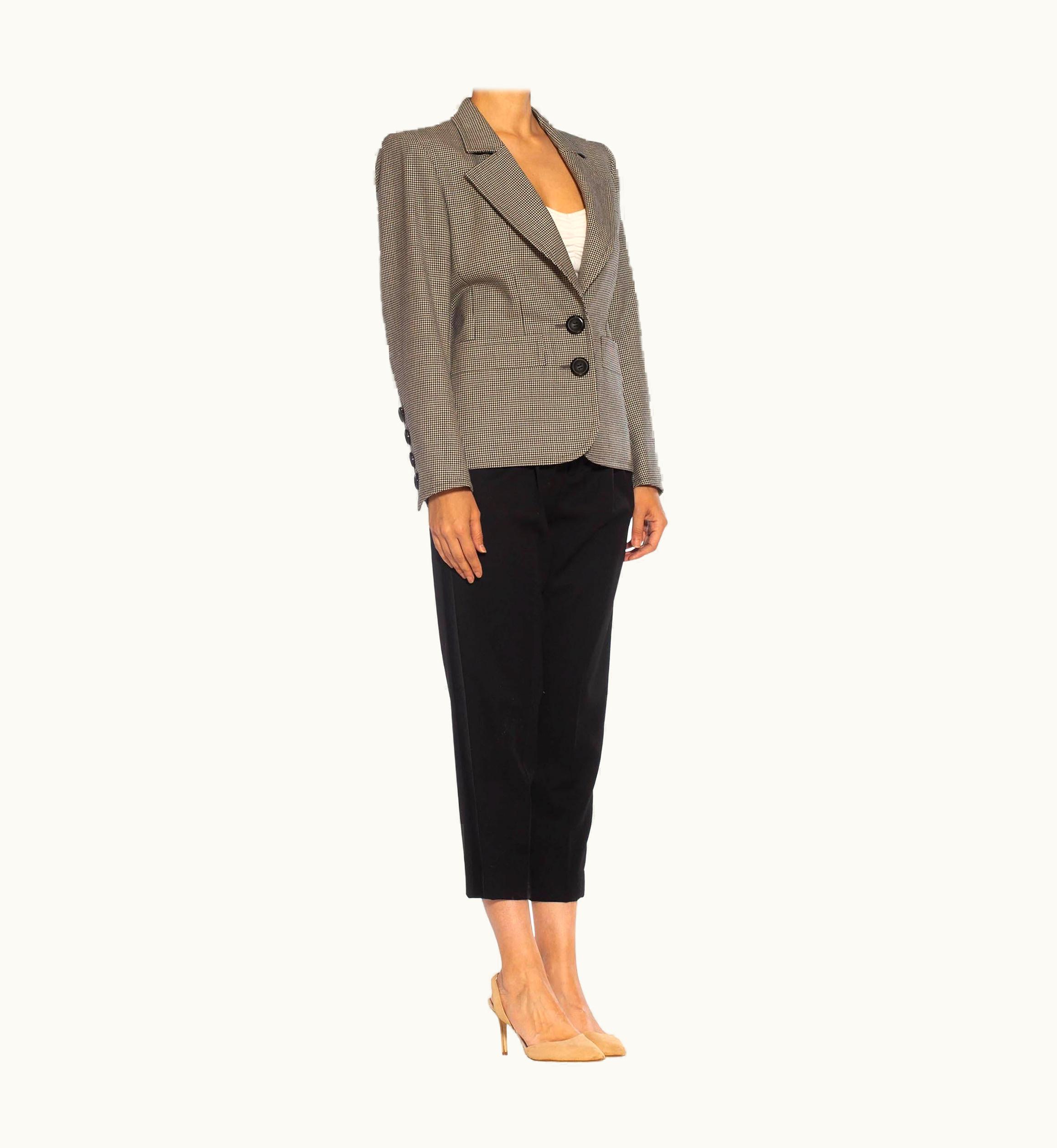 Saint Laurent 1980s Yves Saint Laurent Black & White Haute Couture Wool Tattersall Blazer