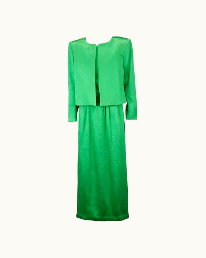 Saint Laurent YSL Haute Couture Jade Green Suit
