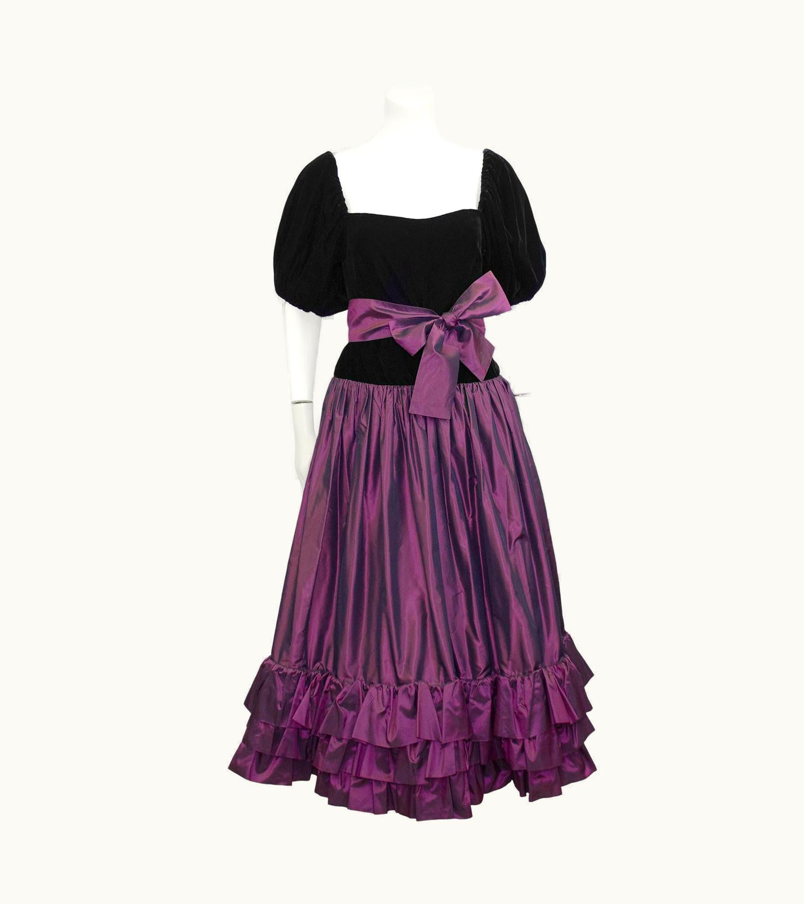 Saint Laurent 1981 YSL Rive Gauche Velvet And Taffeta Skirt Ensemble