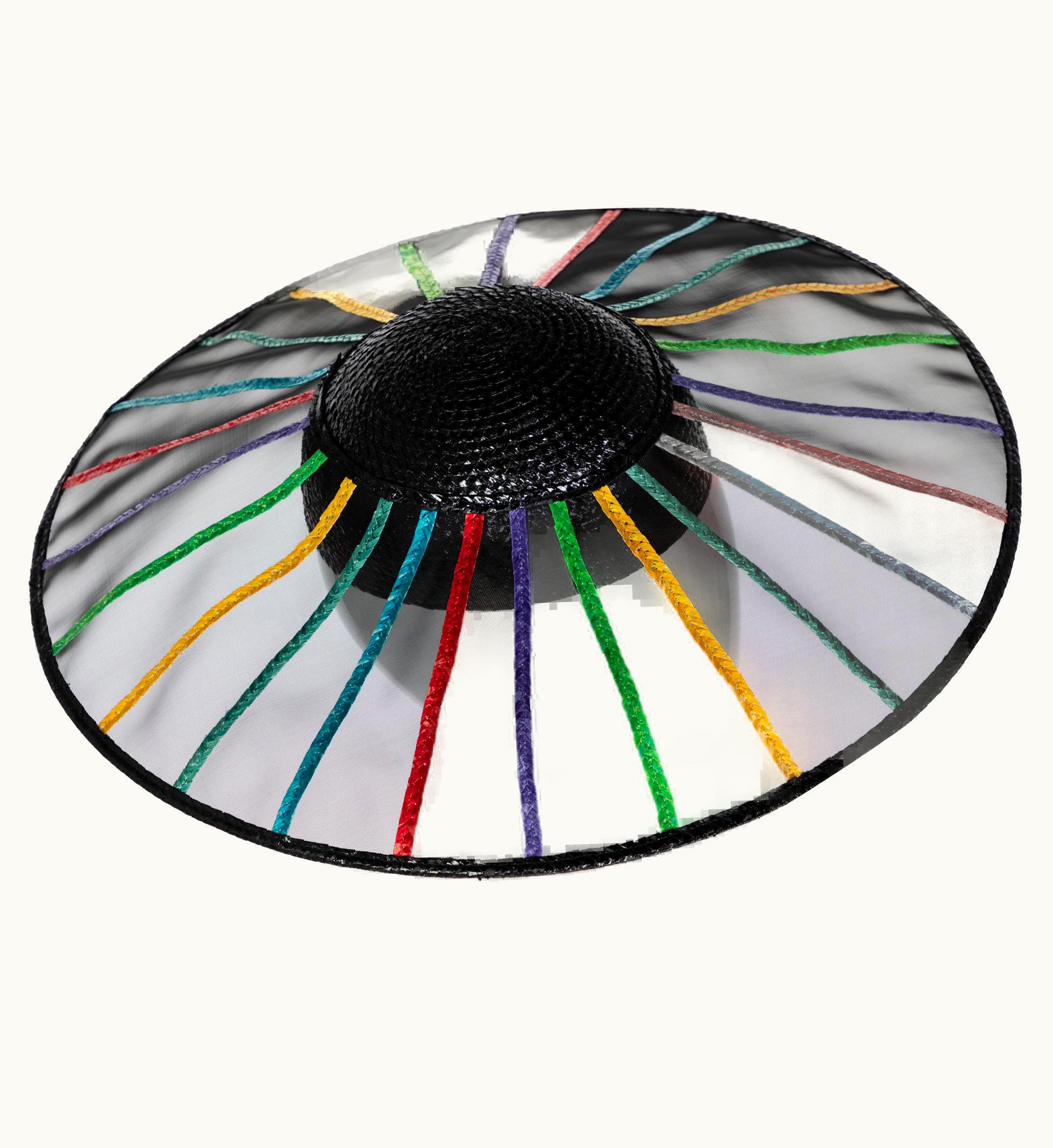 Saint Laurent Yves Saint Laurent YSL Couture Collectors Black Rainbow Hat, 1980s