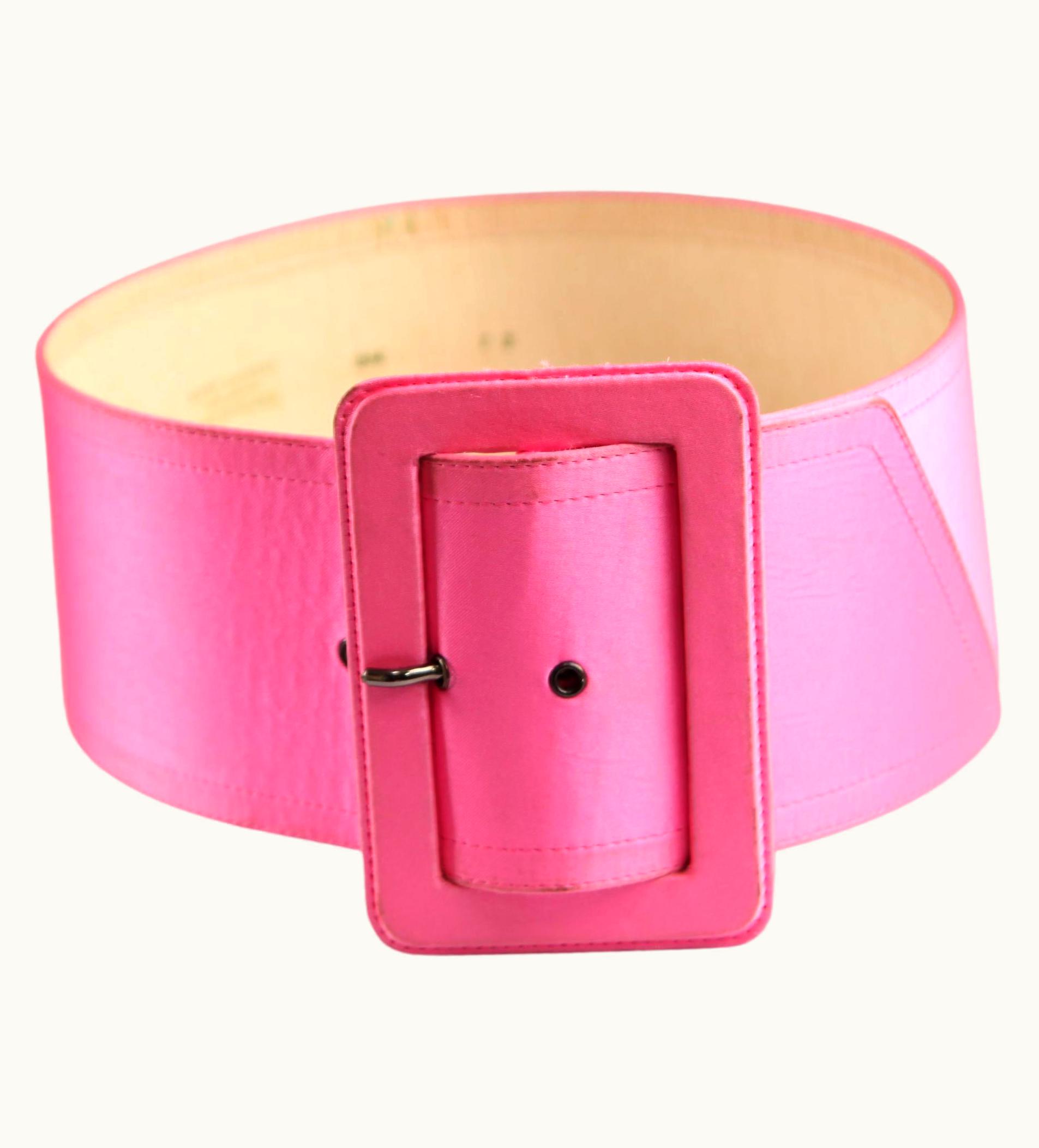 Saint Laurent Saint Laurent Bubblegum Pink Silk Belt, Circa 1980s