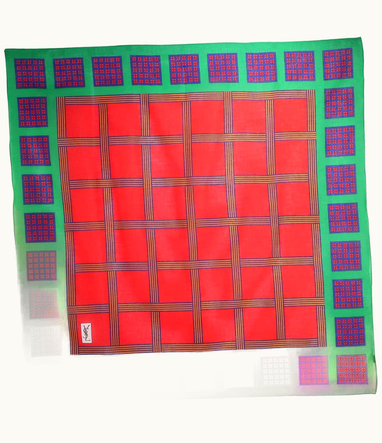 Saint Laurent Yves Saint Laurent 1980' Color Block Cotton Scarf