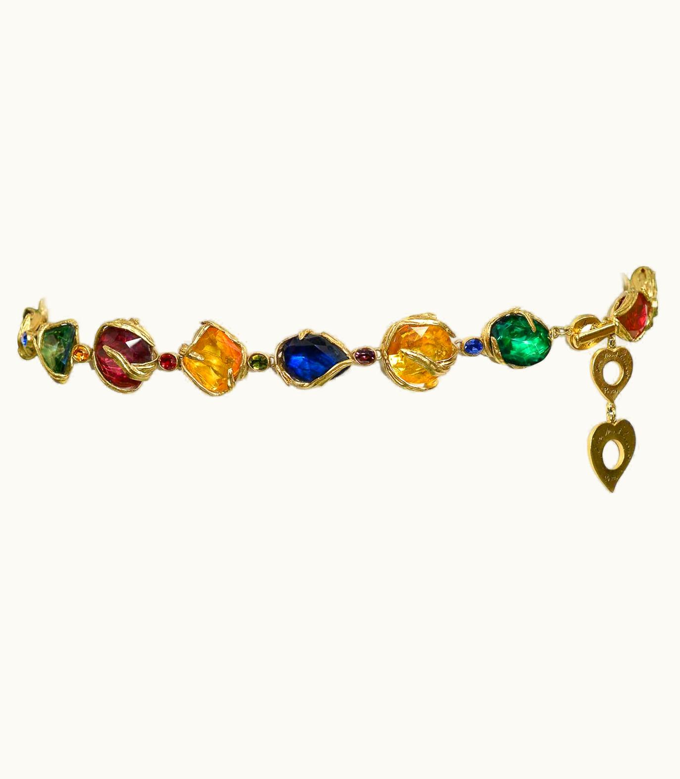 Saint Laurent Vintage Yves Saint Laurent 1980' Multicolor Jeweled Chain Belt