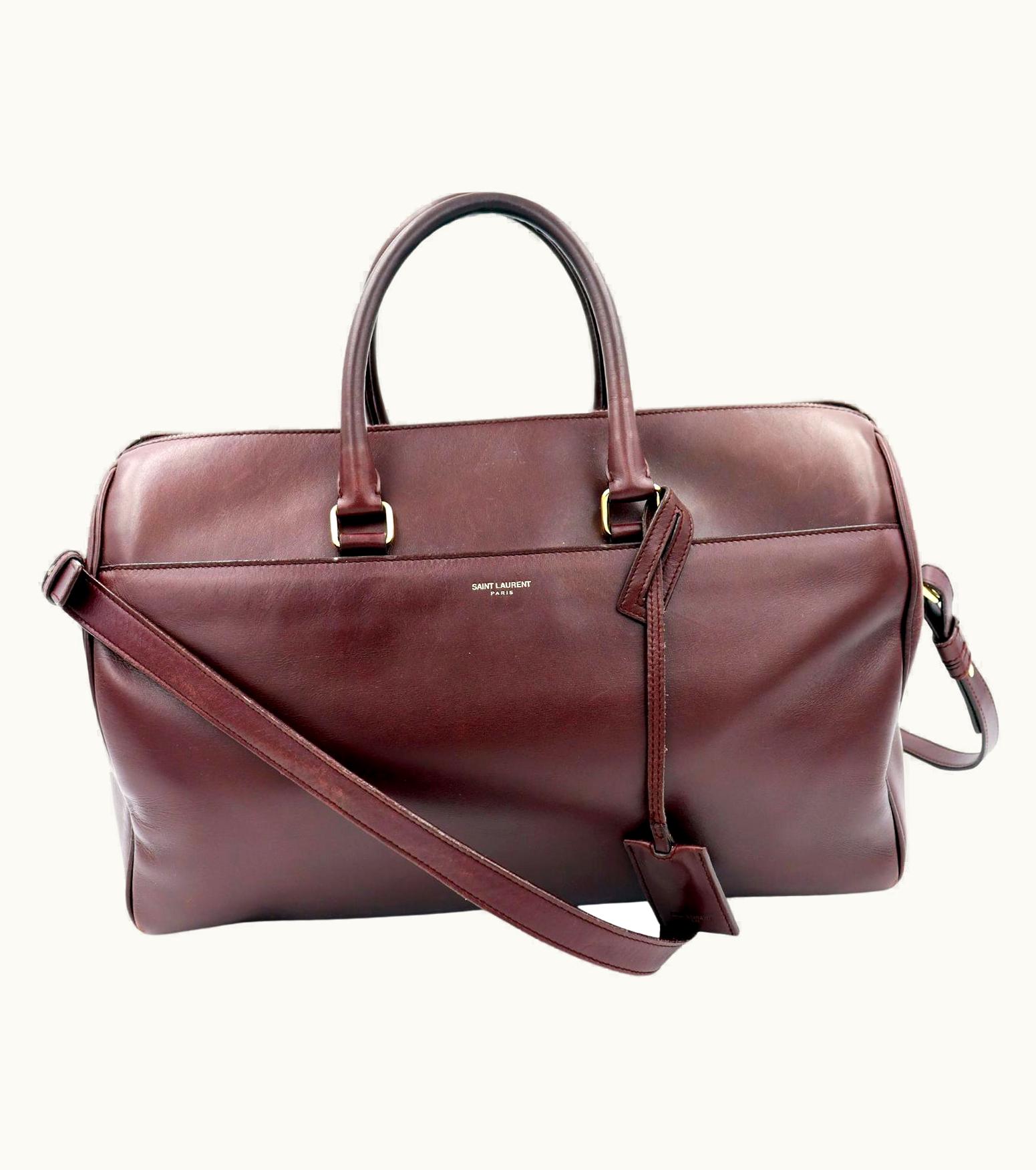 Saint Laurent Saint Laurent Dark Burgundy Large Duffle Bag With Zip Top And Shoulder Strap