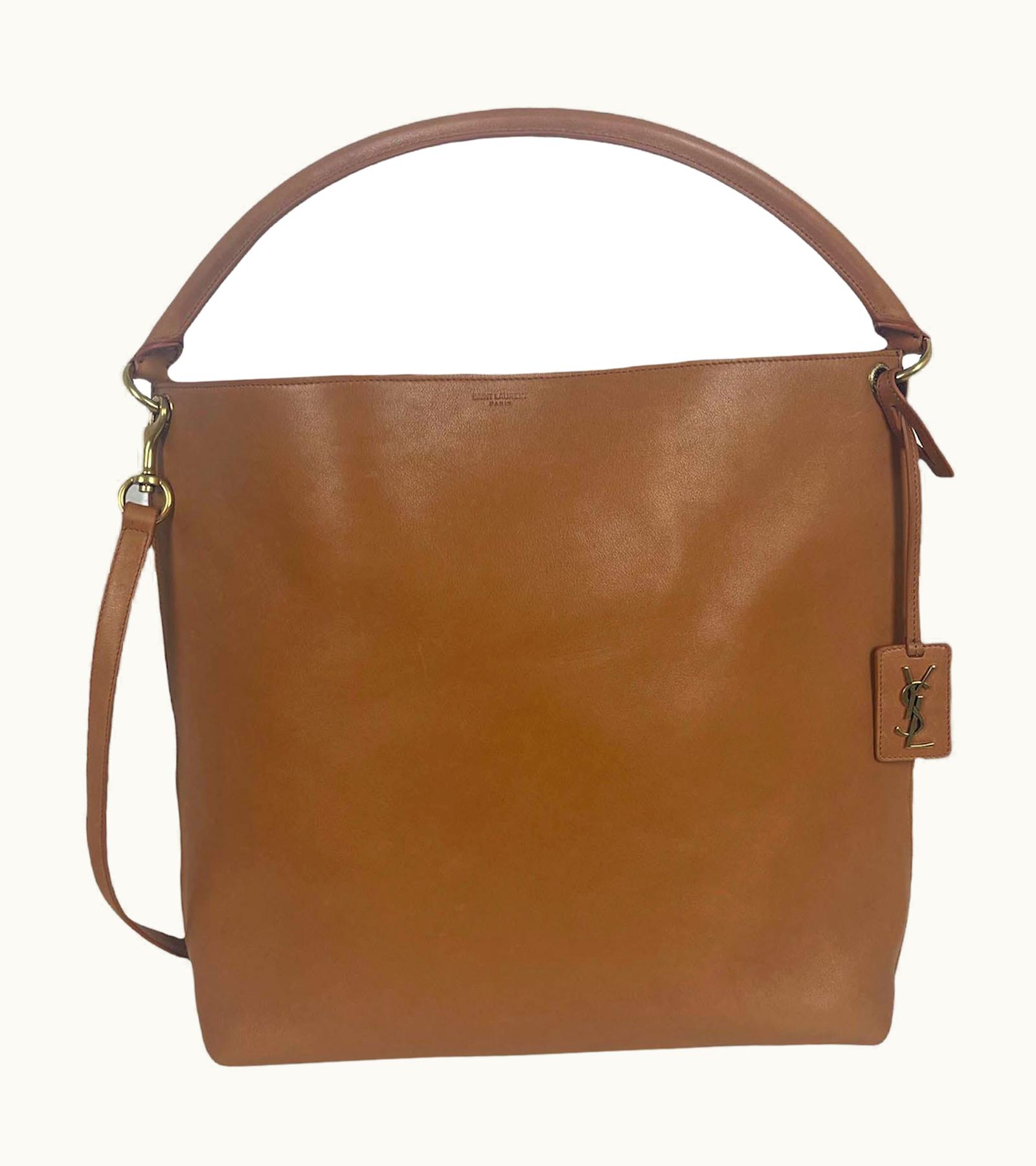 Saint Laurent Saint Laurent '21 Tan Leather MonogramLogo Tag Hobo WS/S Crossbody Strap Rt $2 UZ0584897