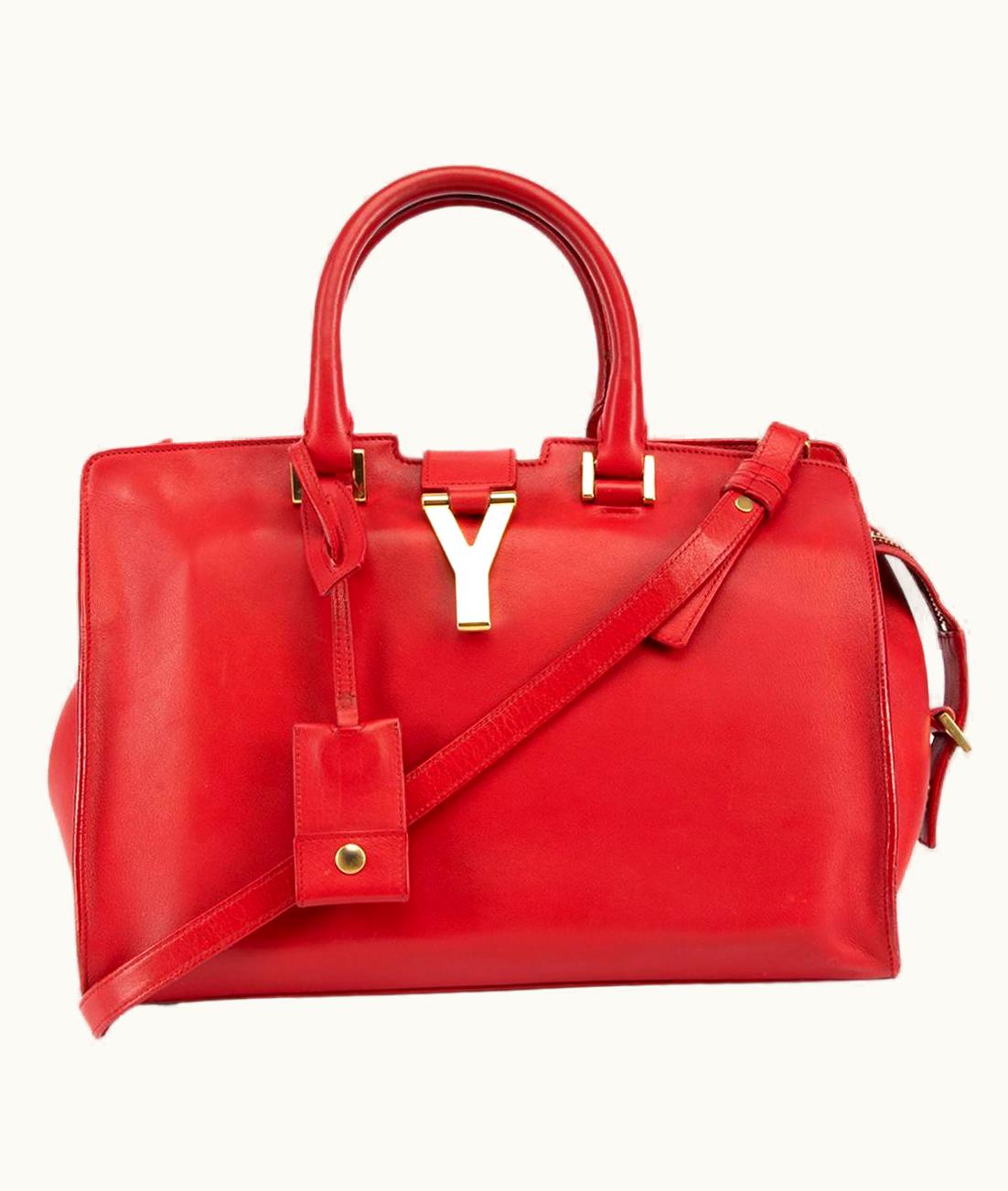 Saint Laurent Saint Laurent Women' Red Leather Small Classic Y Cabas Tote Bag UZ0584901
