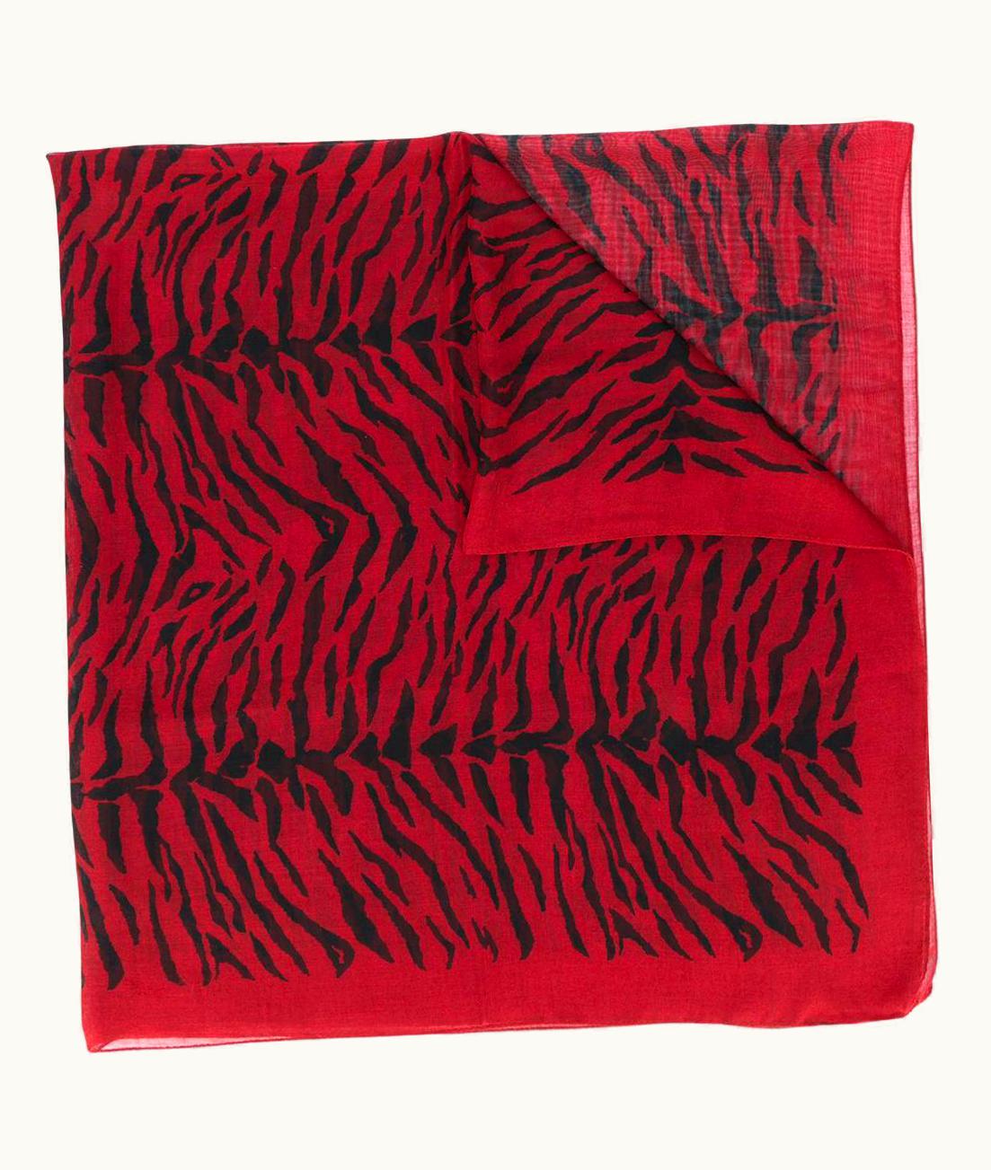 Saint Laurent Saint Laurent AW19 Thin Cashmere Large Square Red & Black Zebra Scarf
