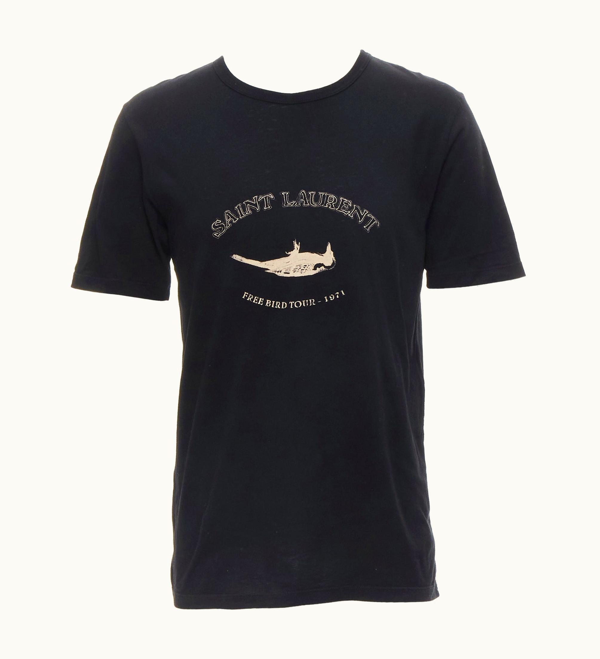 Saint Laurent Saint Laurent Free Bird Tour 1971 Black Cotton Tshirt