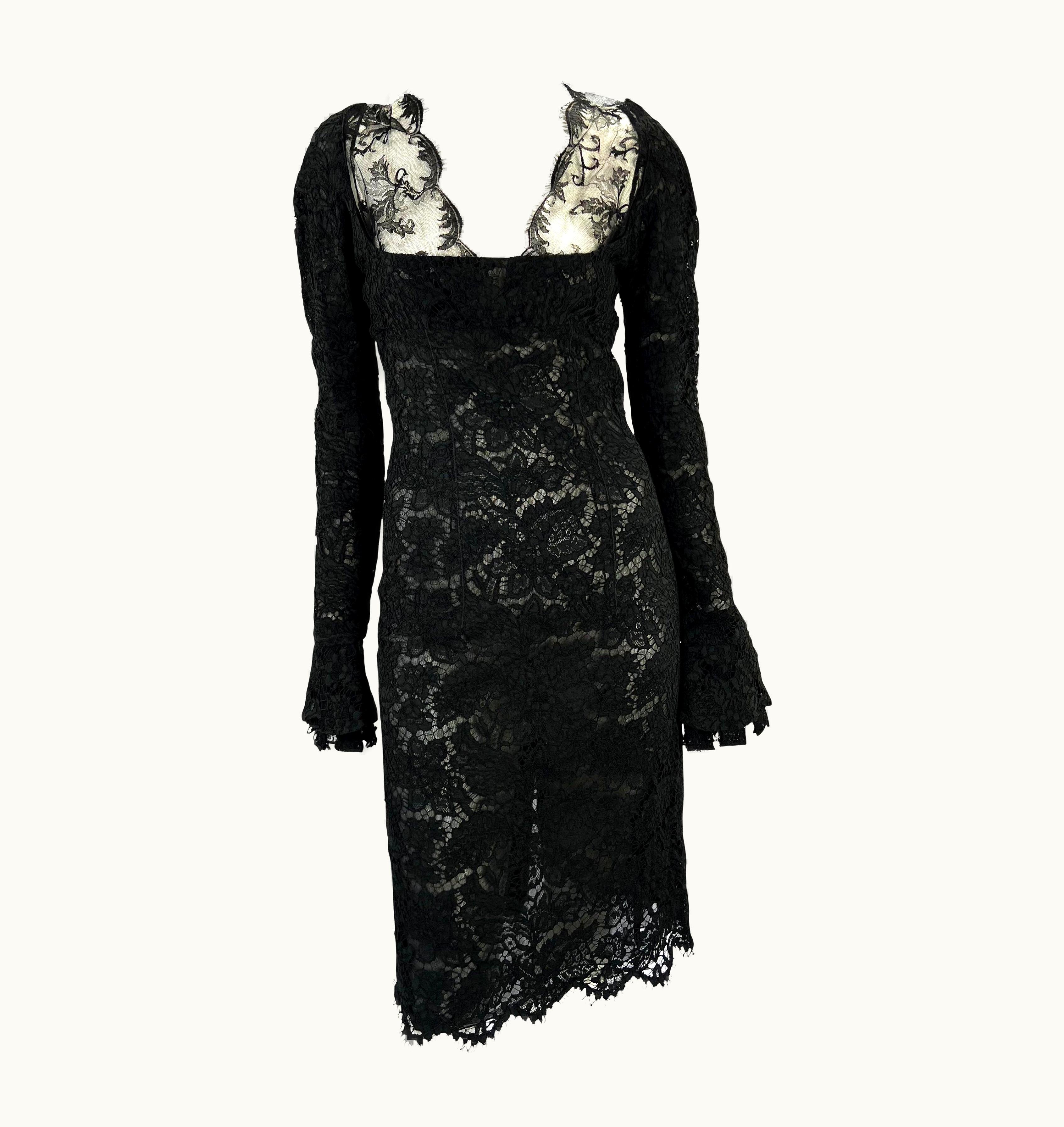 Saint Laurent Nwt AW 2002 Yves Saint Laurent By Tom Ford Runway Sheer Lace Dress