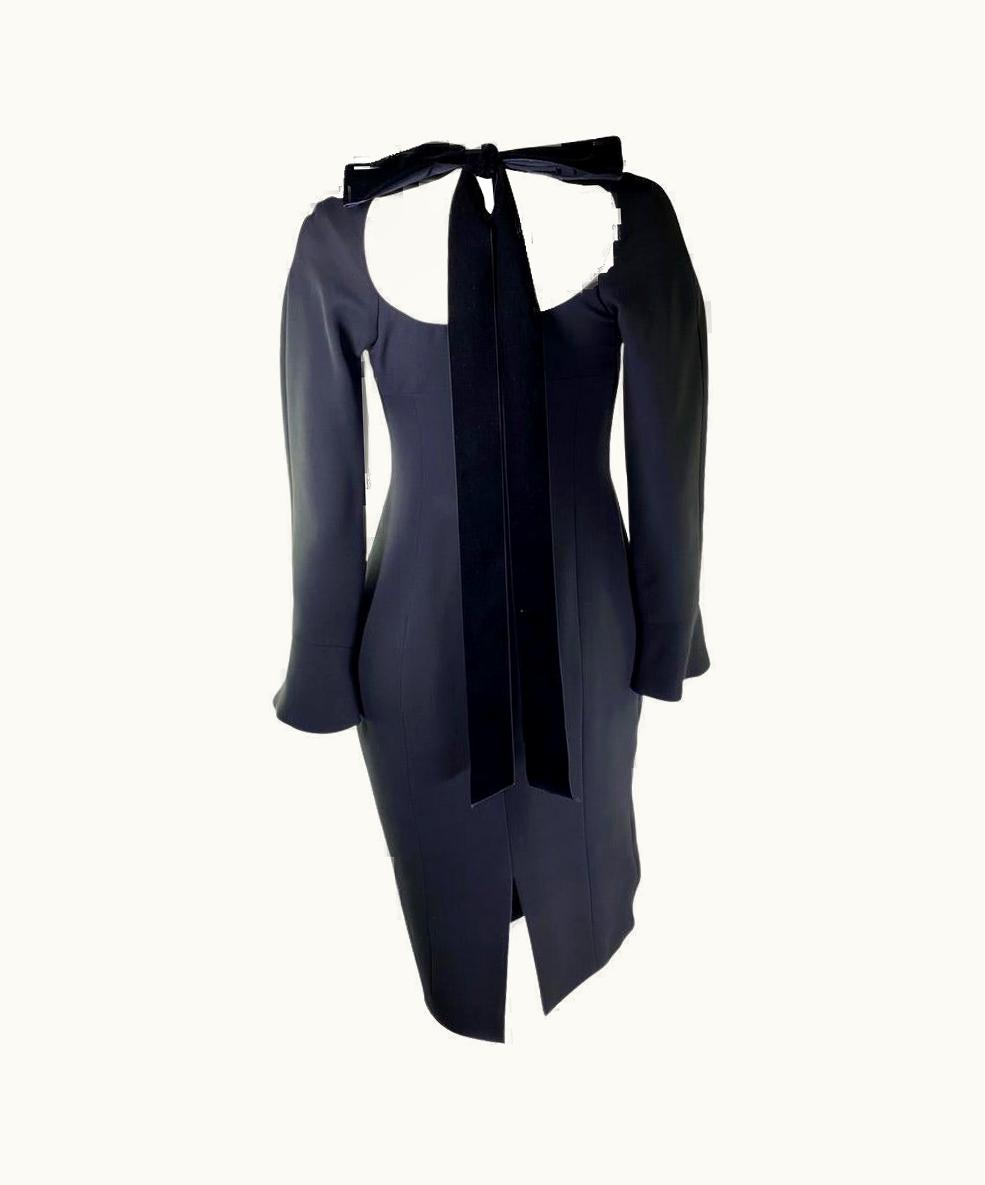 Saint Laurent AW 2001 Yves Saint Laurent By Tom Ford Velvet Ribbon Dress